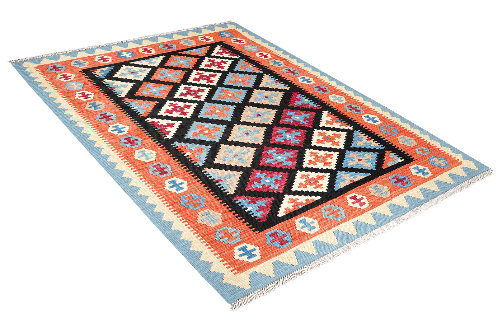 Kelim Gashgai — Handmade, 129x172 cm, Black, 100% Virgin Wool | View 4