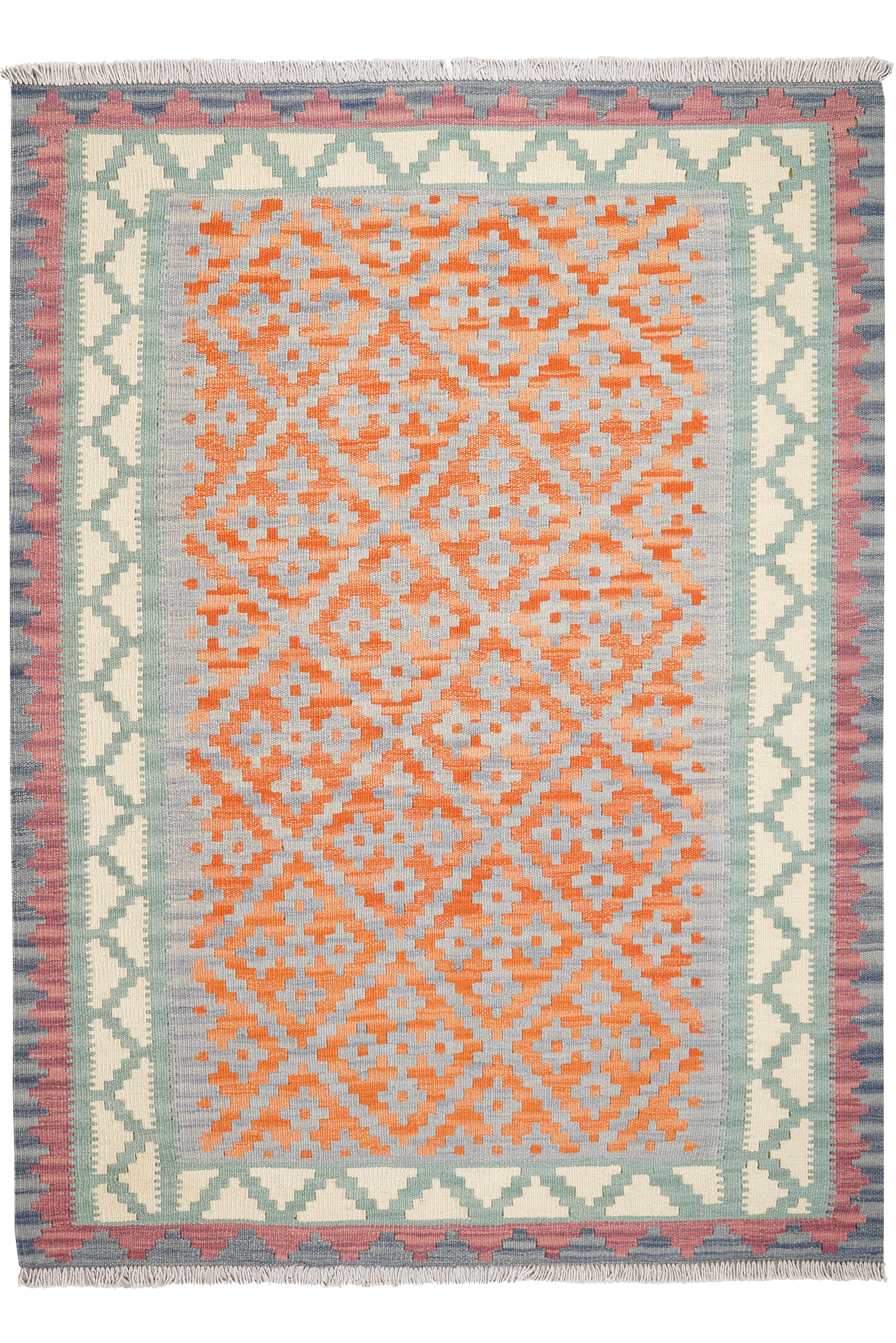 Kelim Gashgai — Handgefertigt, 172x125 cm, Grün, 100% Virgin Wool | Main view