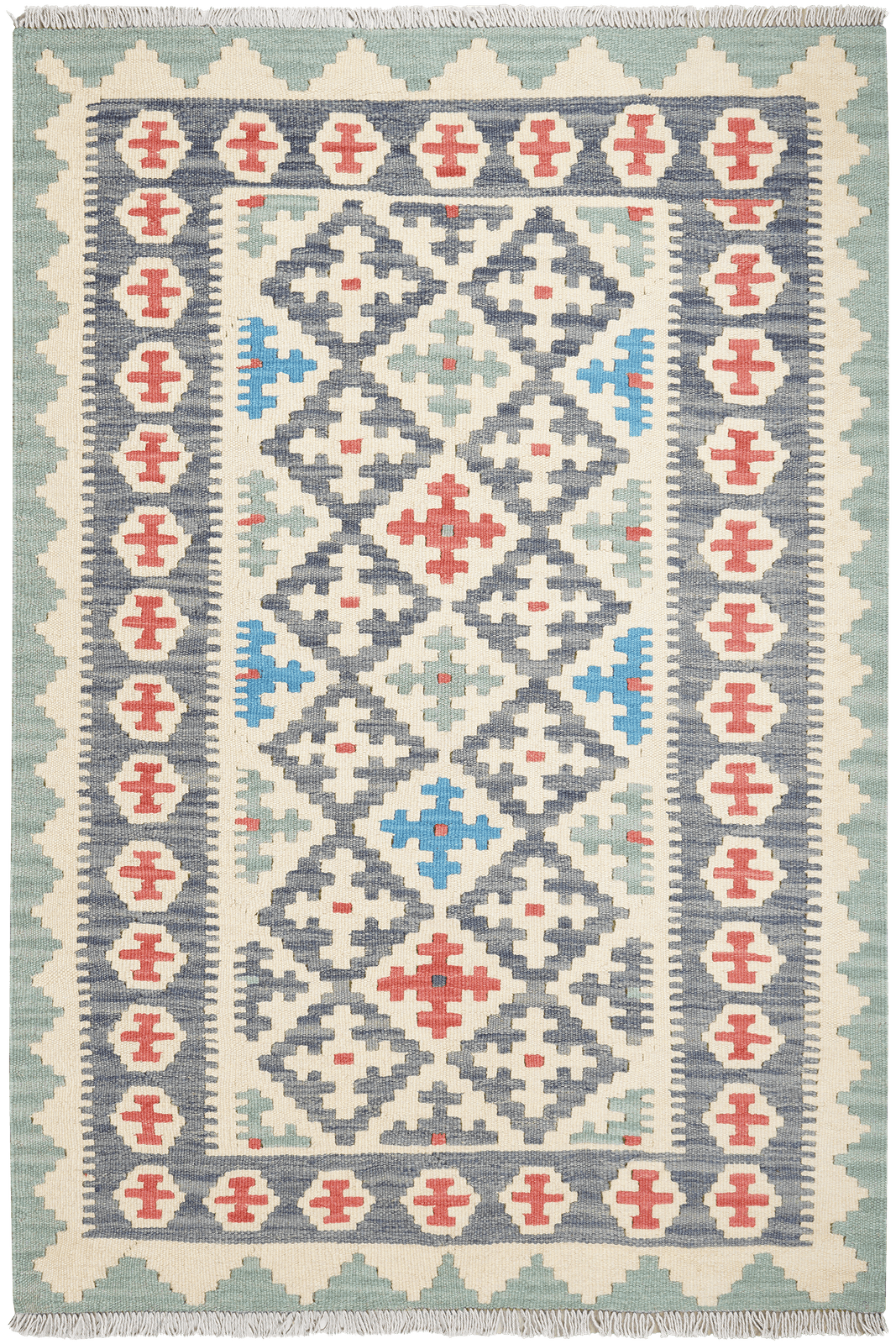 Kelim Gashgai — Handmade, 117x174 cm, Beige, 100% Virgin Wool | Main view