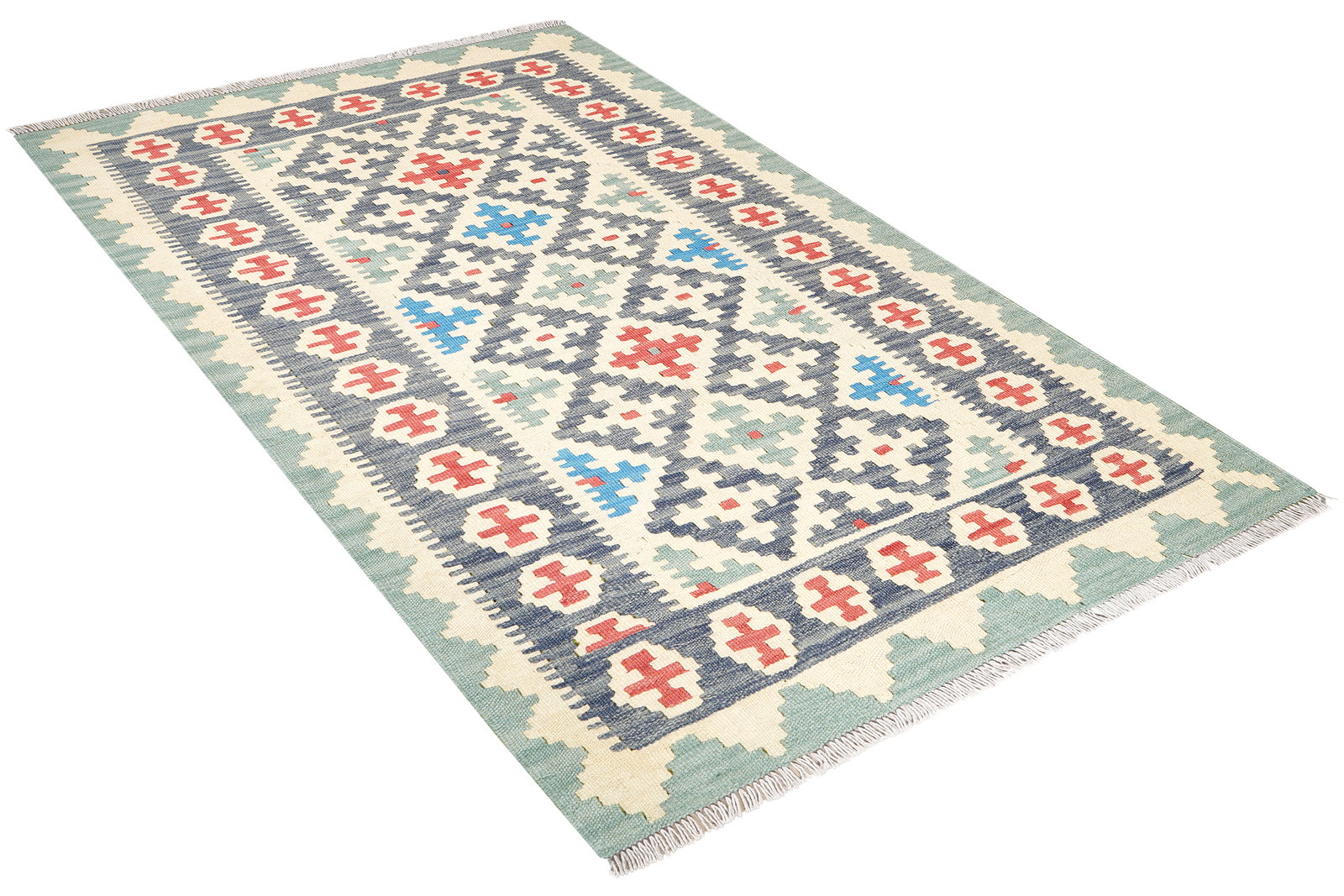 Kelim Gashgai — Handgefertigt, 174x117 cm, Blau, 100% Virgin Wool | View 5