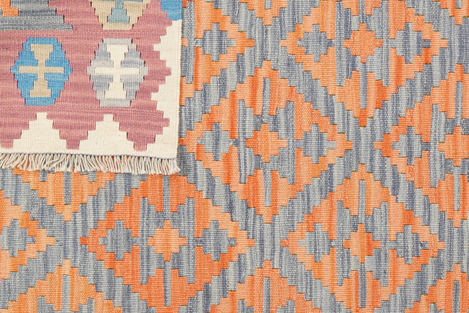Kelim Gashgai — Handmade, 119x188 cm, Blue, 100% Virgin Wool | View 6
