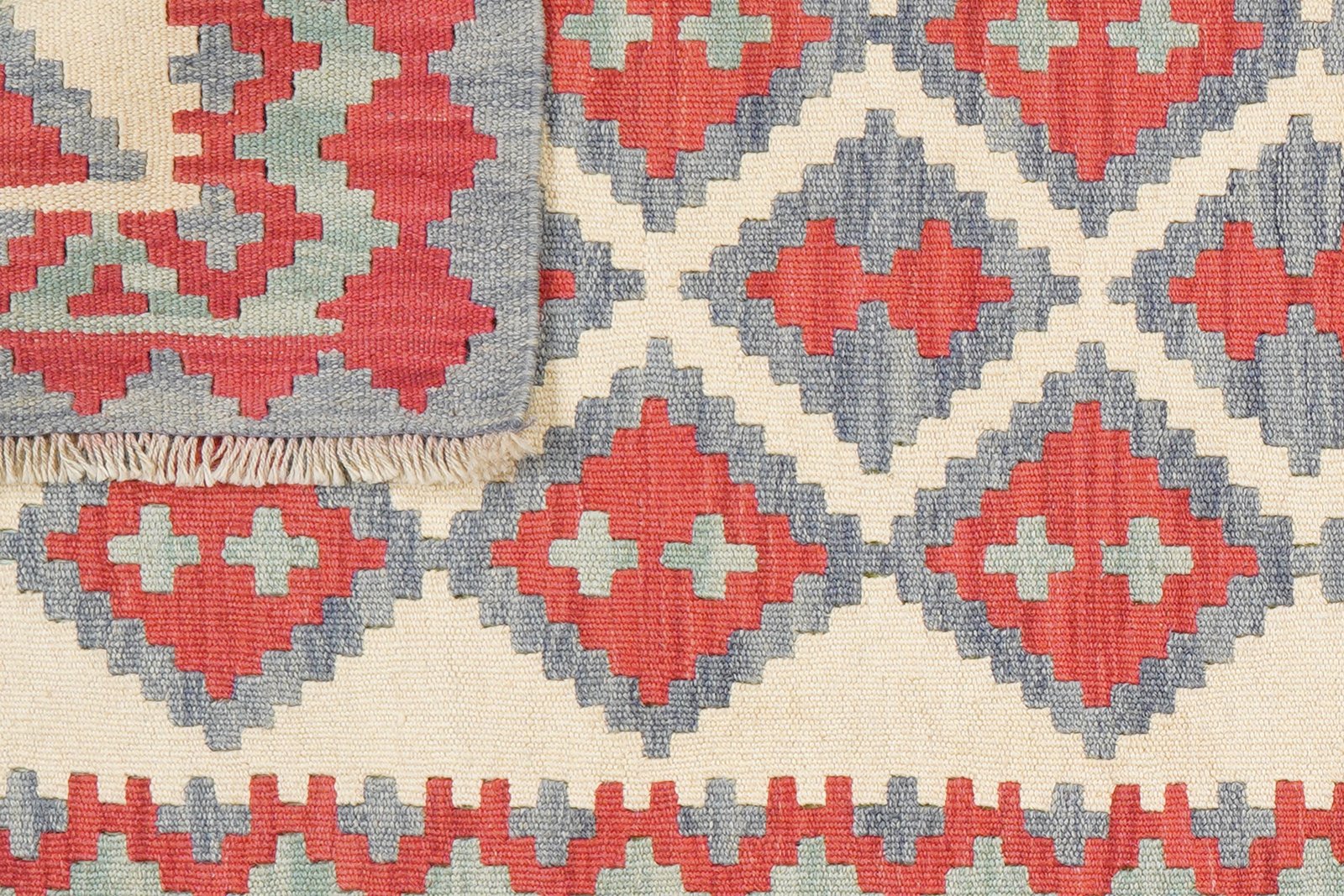 Kelim Gashgai — Handmade, 87x204 cm, Beige, 100% Virgin Wool | View 6