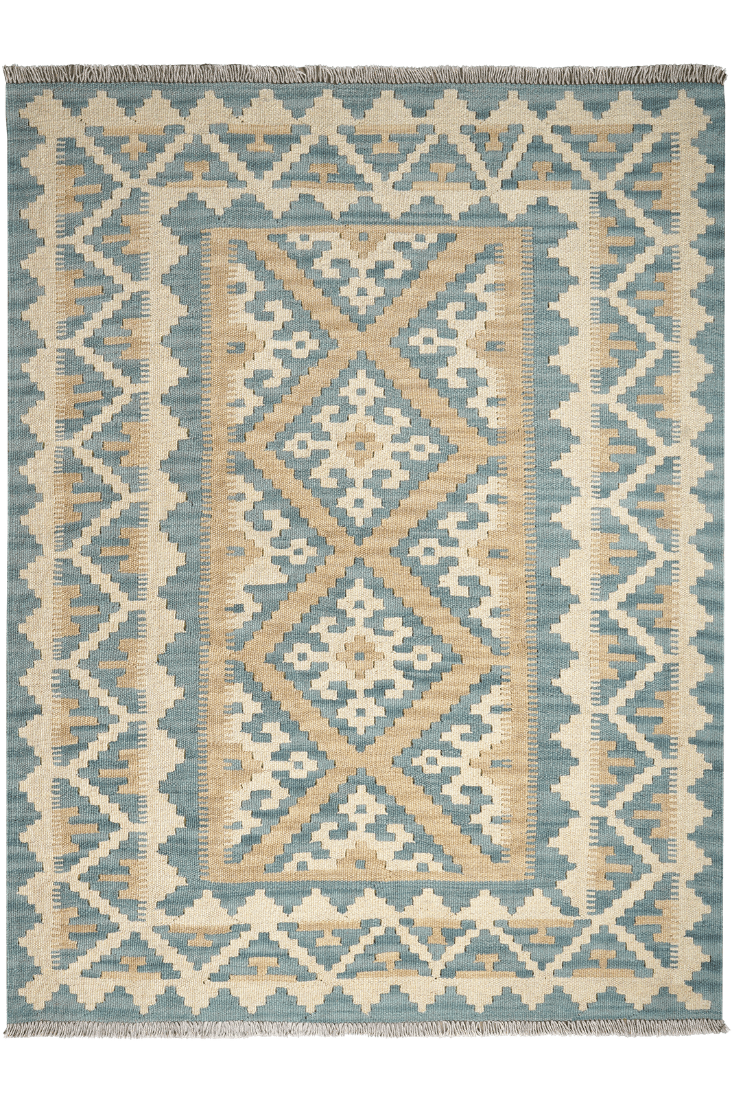 Kelim Gashgai — Handmade, 127x166 cm, Beige, 100% Virgin Wool | Main view