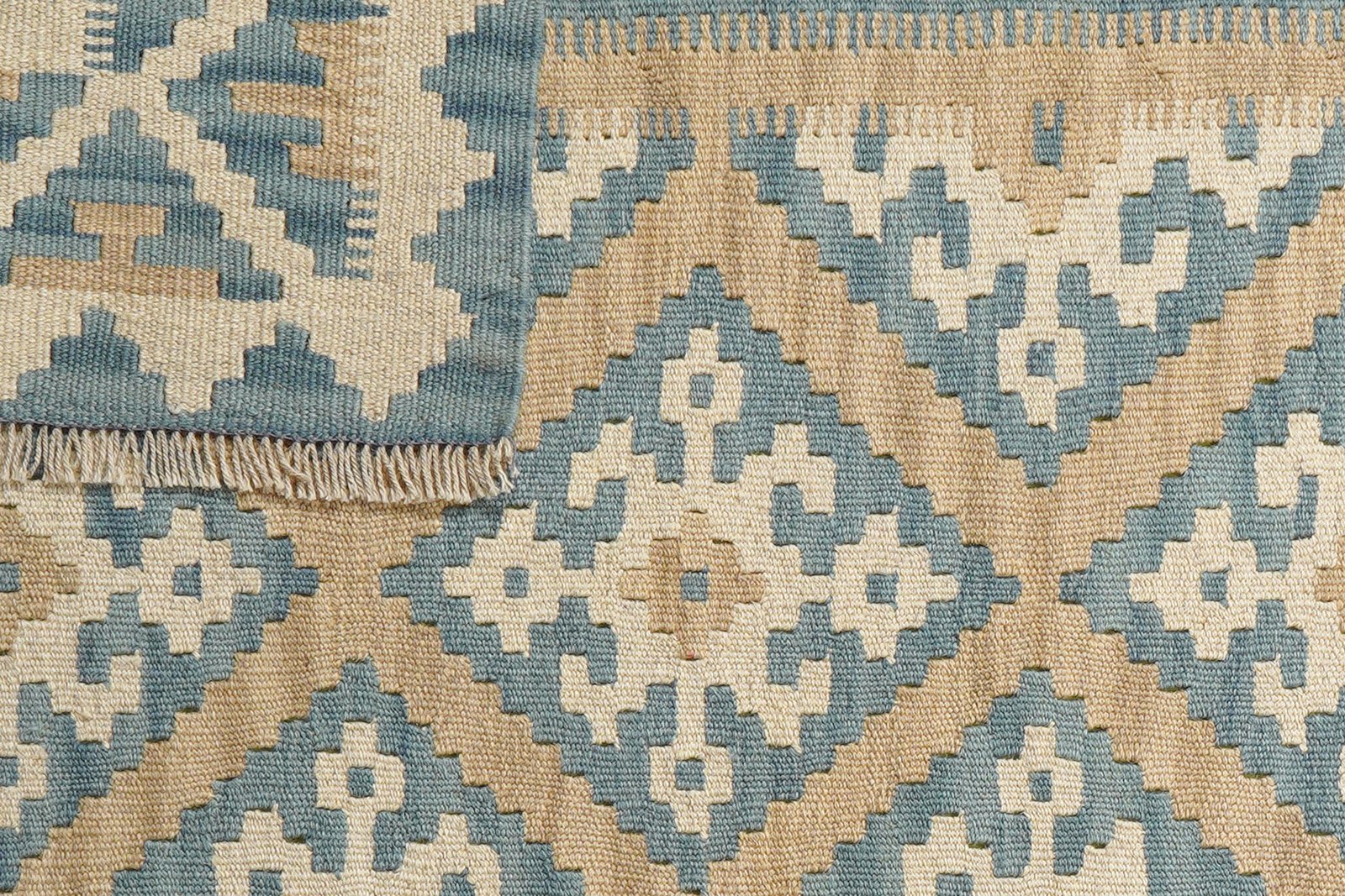 Kelim Gashgai — Handmade, 127x166 cm, Beige, 100% Virgin Wool | View 6