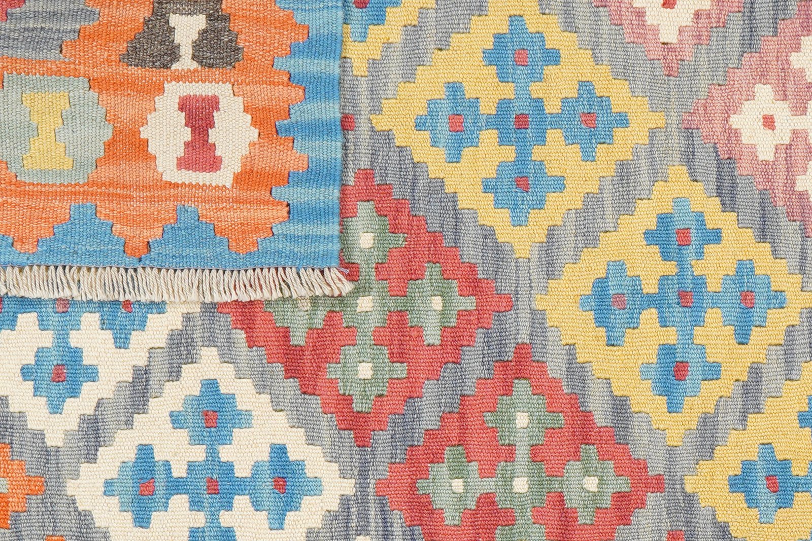 Kelim Gashgai — Handmade, 126x173 cm, Blue, 100% Virgin Wool | View 6