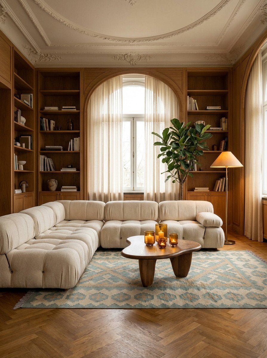 Kelim Gashgai — Handgefertigt, 176x122 cm, Beige, 100% Virgin Wool | Back view