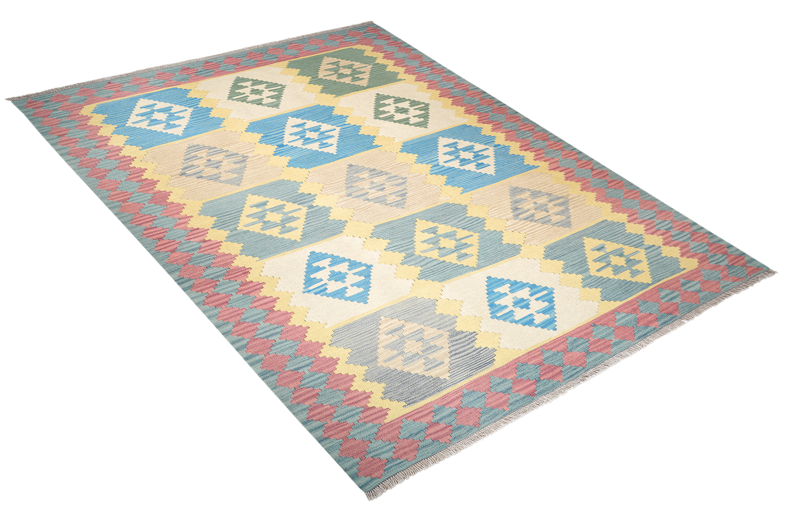 Kelim Gashgai — Handgefertigt, 243x198 cm, Blau, 100% Virgin Wool | View 5