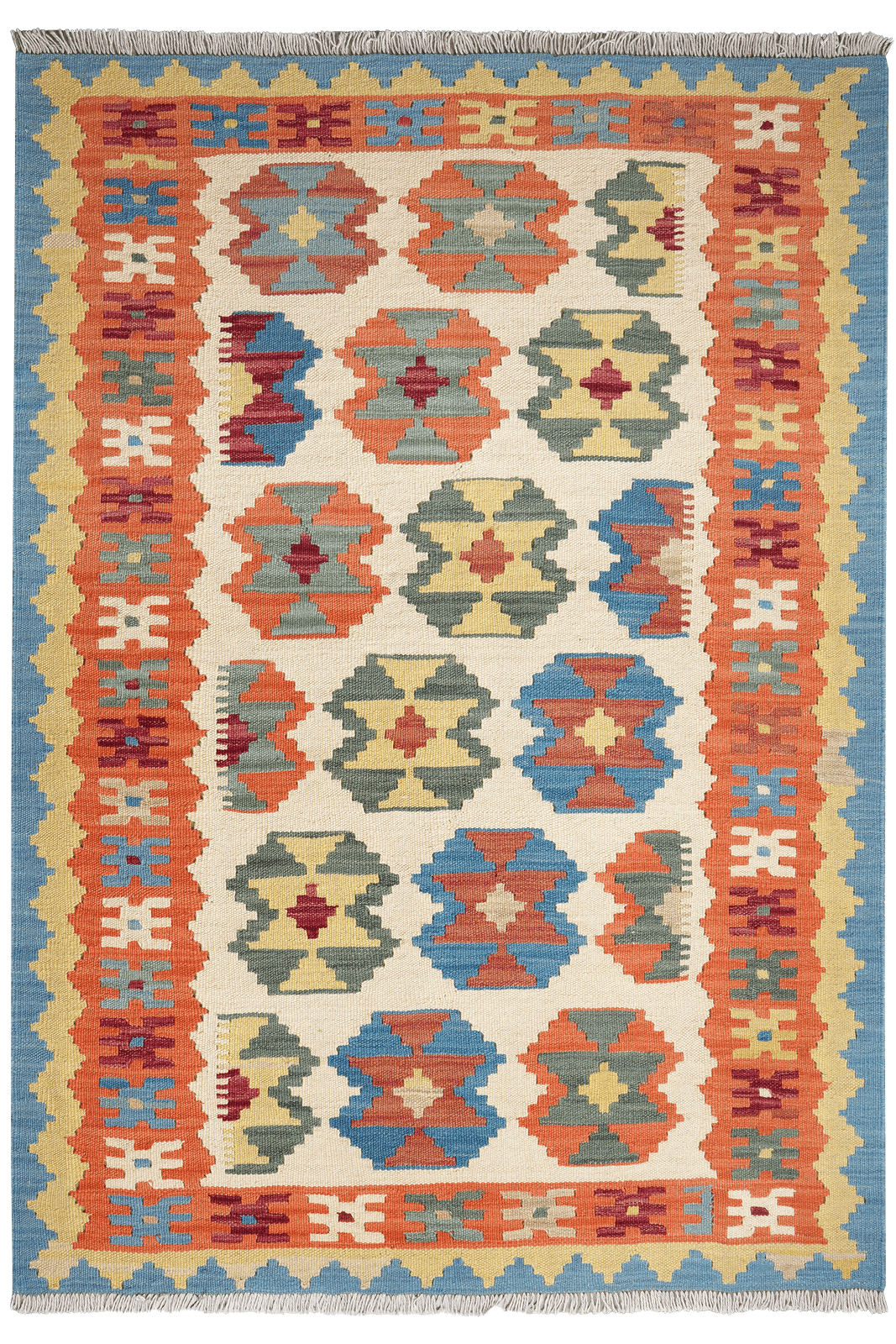 Kelim Gashgai — Handmade, 122x174 cm, Beige, 100% Virgin Wool | Main view