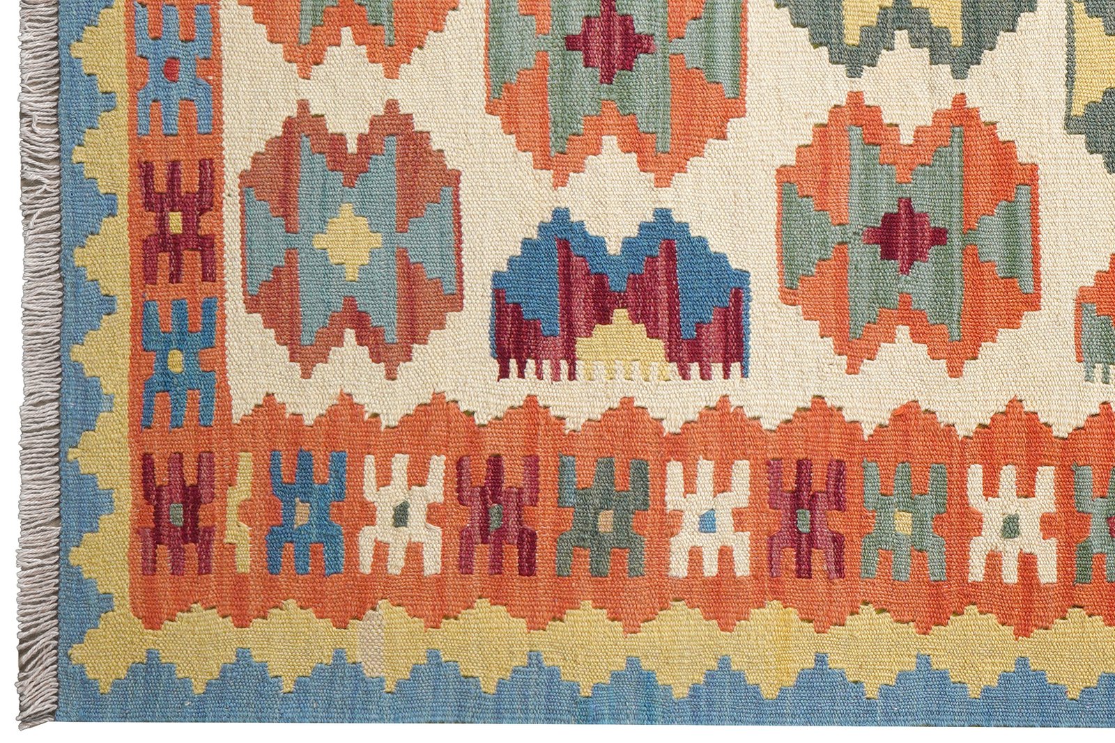 Kelim Gashgai — Handmade, 122x174 cm, Beige, 100% Virgin Wool | View 3