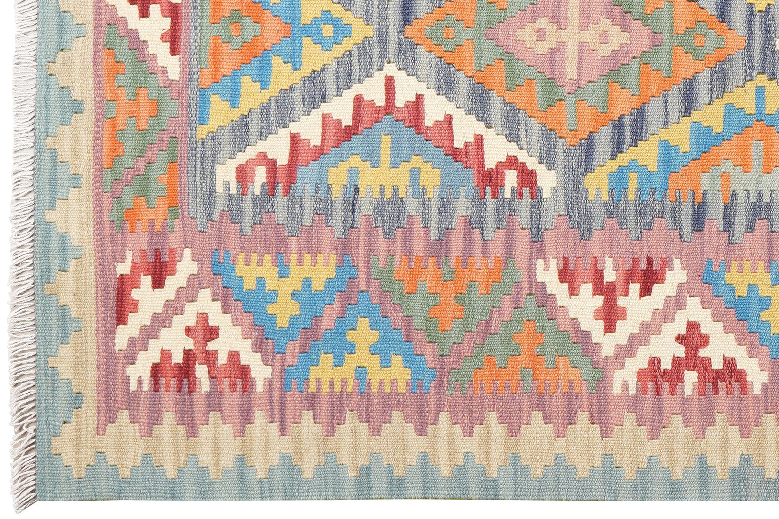 Kelim Gashgai — Handmade, 126x180 cm, Blue, 100% Virgin Wool | View 3