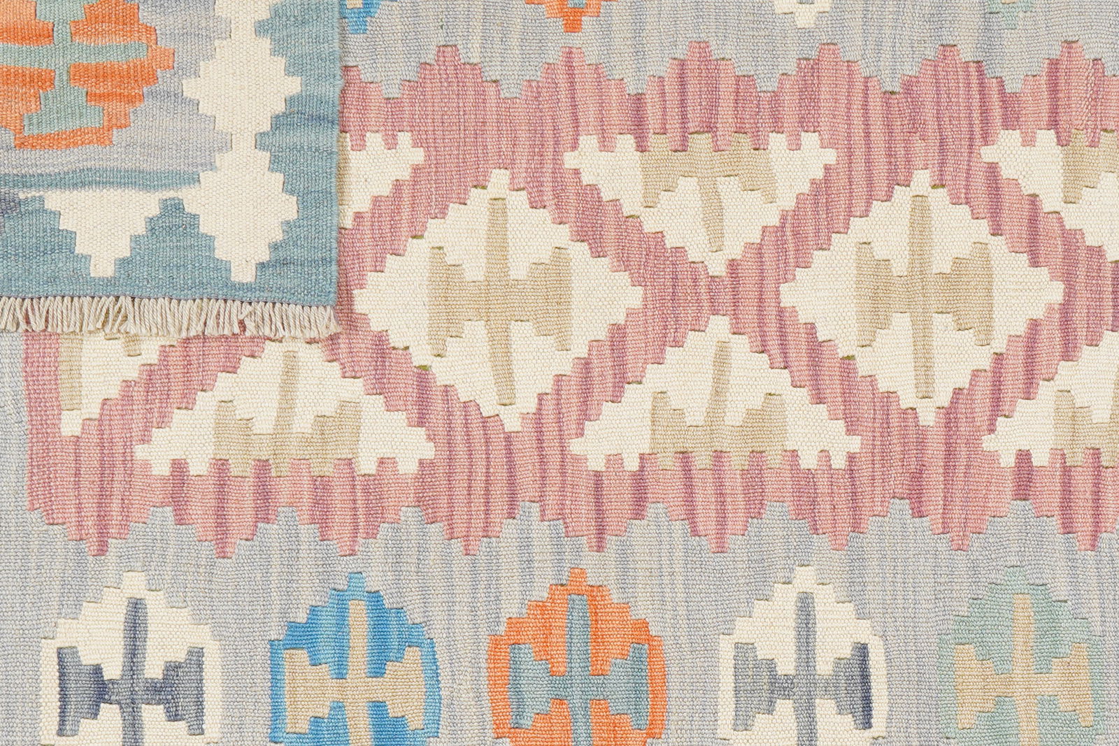 Kelim Gashgai — Handgefertigt, 157x104 cm, Grau, 100% Virgin Wool | View 7