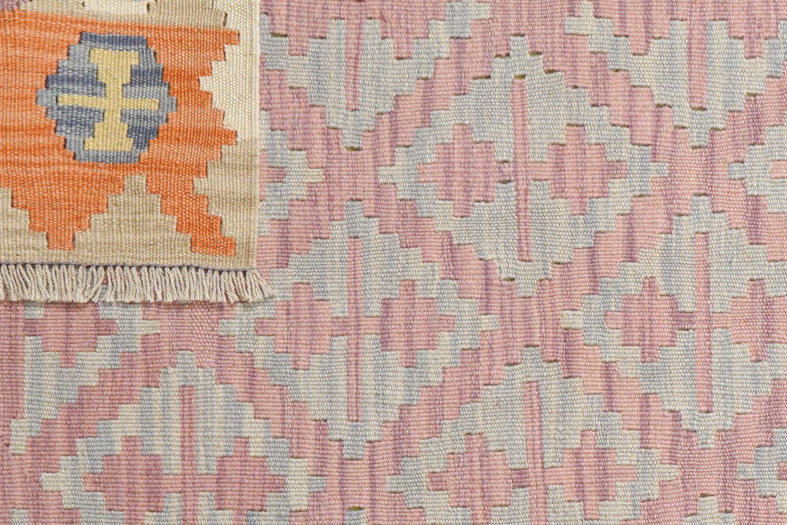 Kelim Gashgai — Handmade, 104x140 cm, Grey, 100% Virgin Wool | View 6
