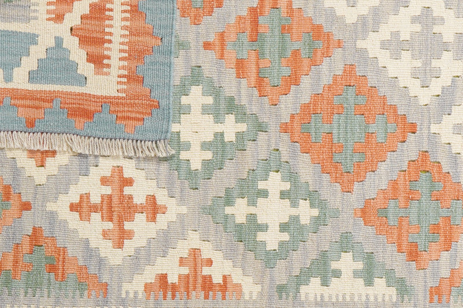 Kelim Gashgai — Handmade, 100x146 cm, Grey, 100% Virgin Wool | View 6