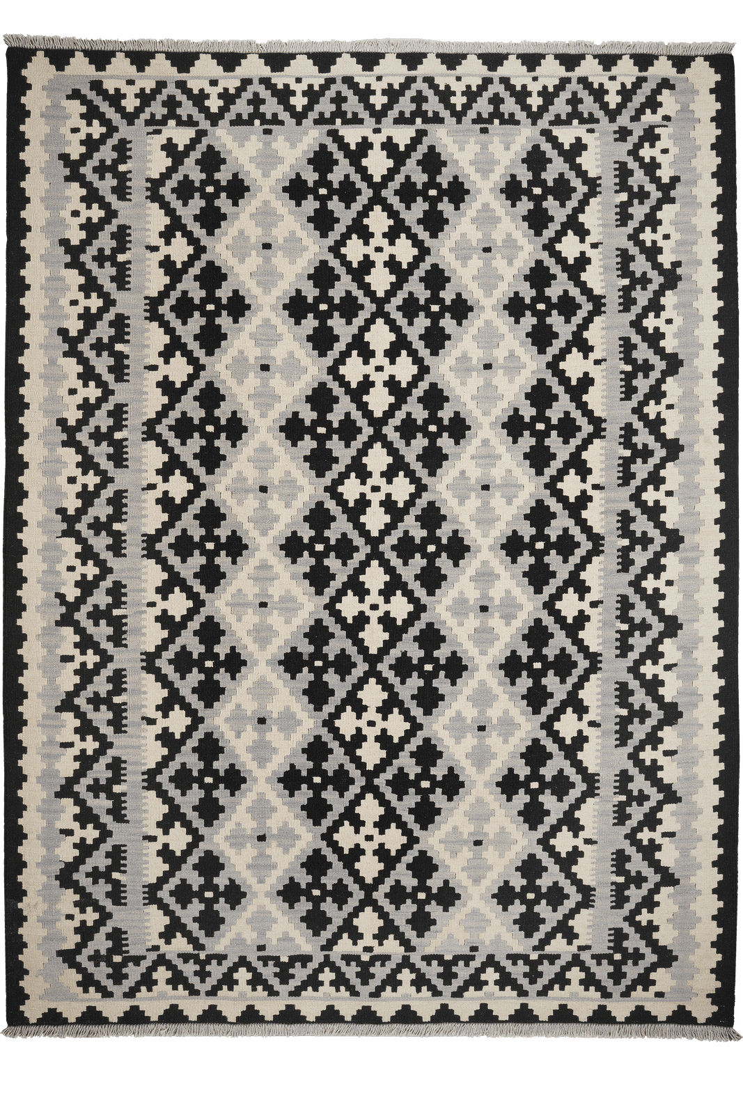 Kelim Gashgai — Handmade, 177x239 cm, Black, 100% Virgin Wool | Main view