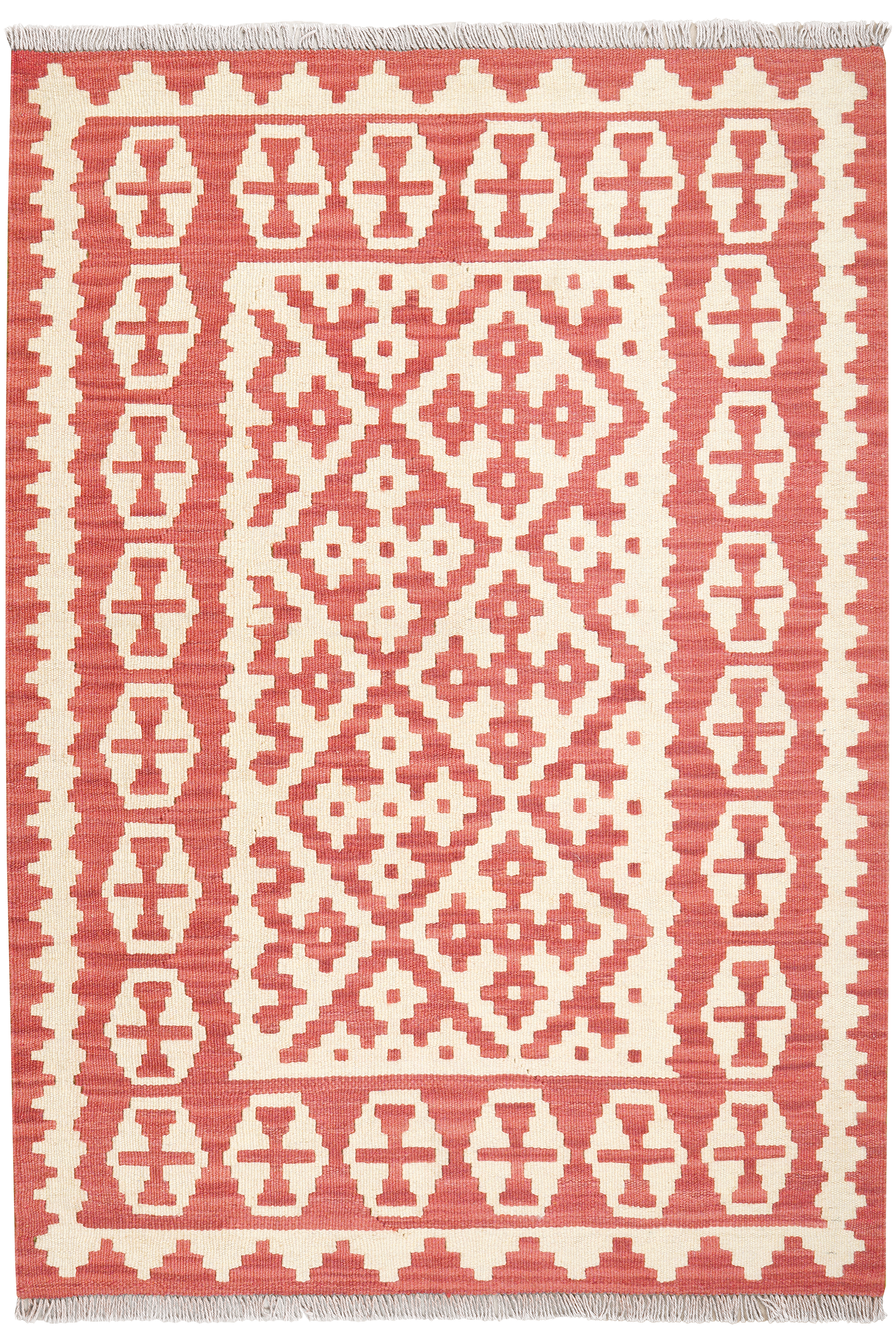 Kelim Gashgai — Handgefertigt, 150x105 cm, Beige, 100% Virgin Wool | Main view