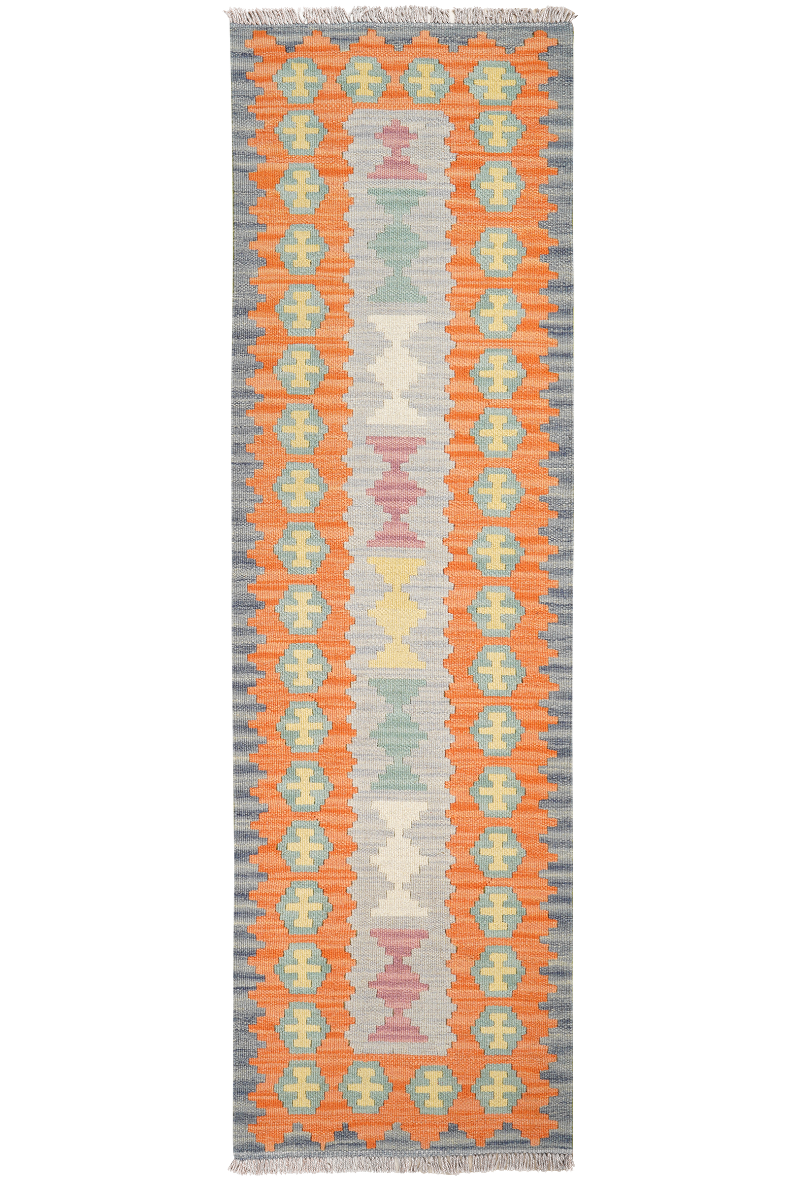 Kelim Gashgai — Handgefertigt, 194x58 cm, Gelb, 100% Virgin Wool | Main view