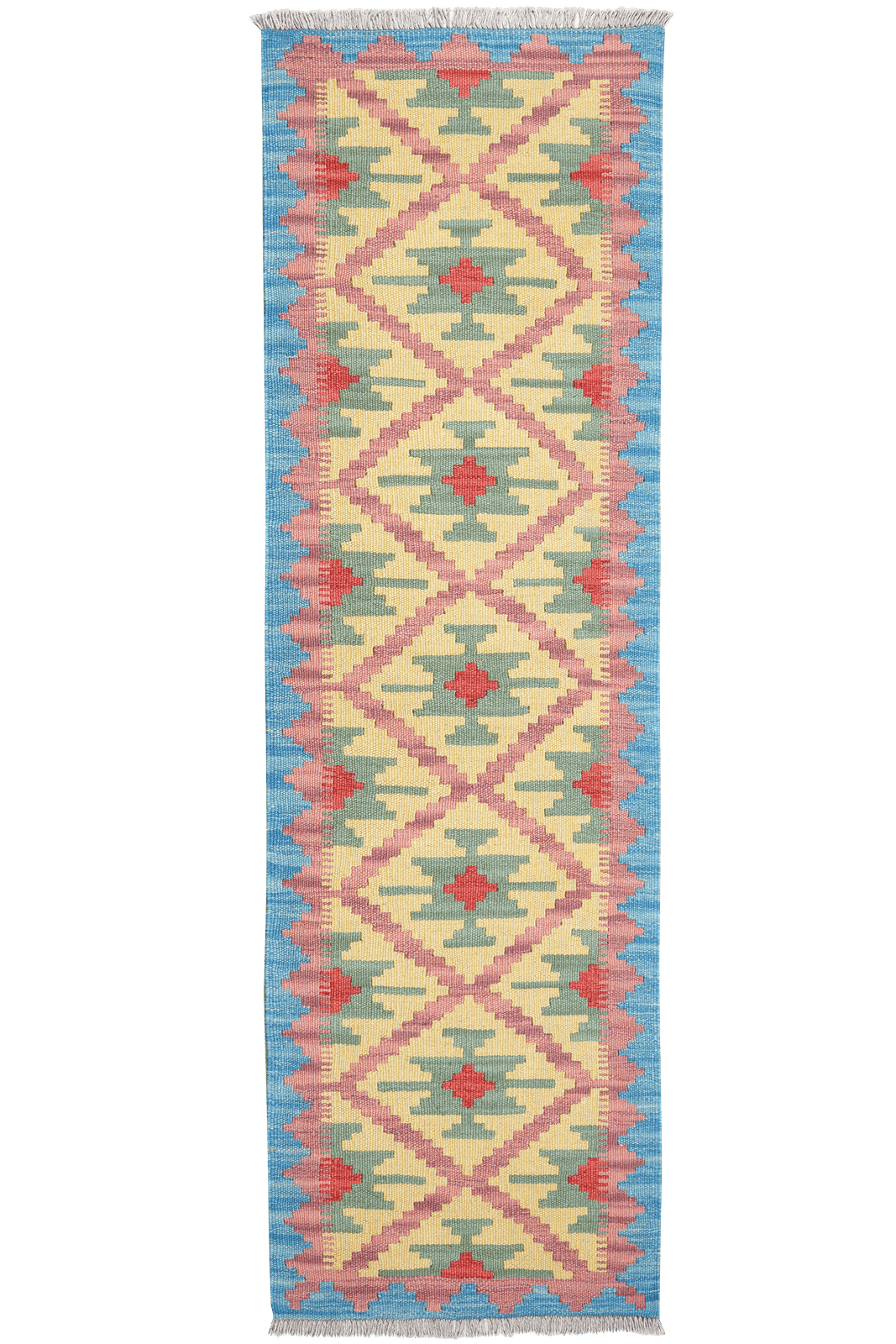 Kelim Gashgai — Handmade, 60x198 cm, Yellow, 100% Virgin Wool | Main view