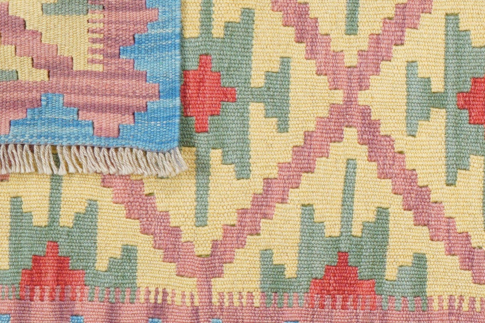 Kelim Gashgai — Handmade, 60x198 cm, Yellow, 100% Virgin Wool | View 6