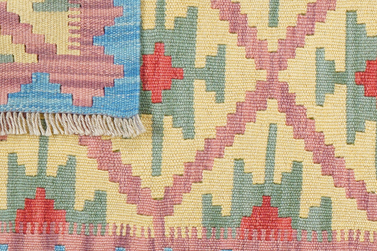 Kelim Gashgai — Handgefertigt, 198x60 cm, Blau, 100% Virgin Wool | View 7