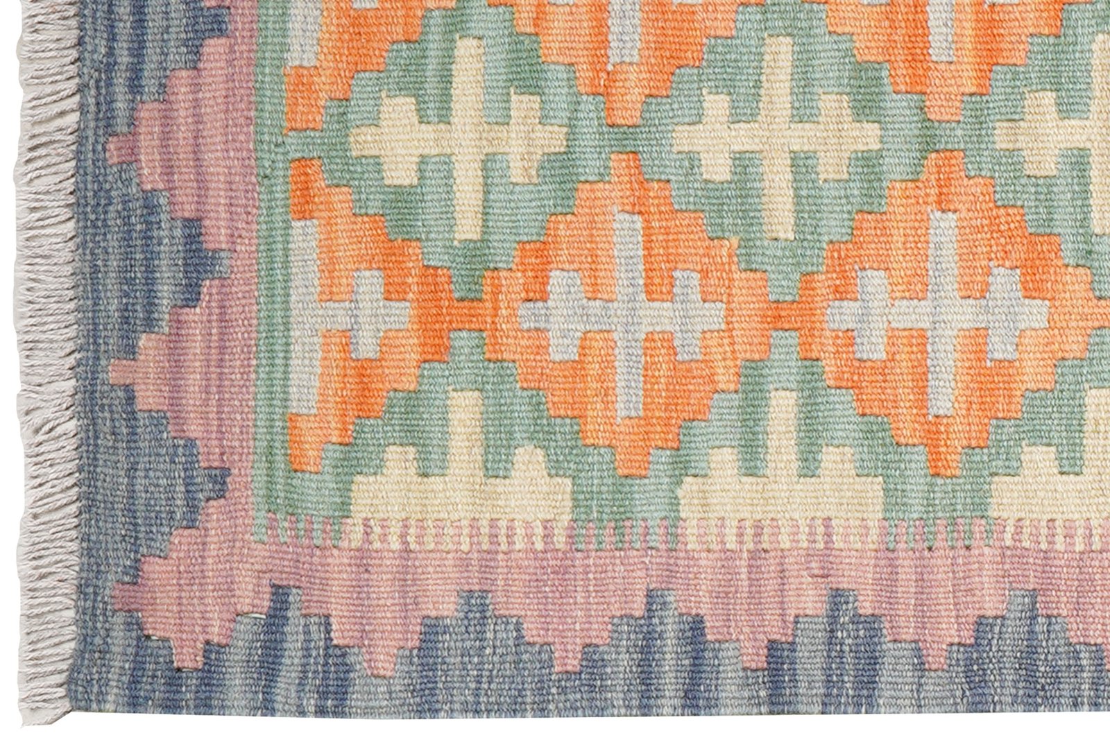 Kelim Gashgai — Handmade, 61x243 cm, Green, 100% Virgin Wool | View 3