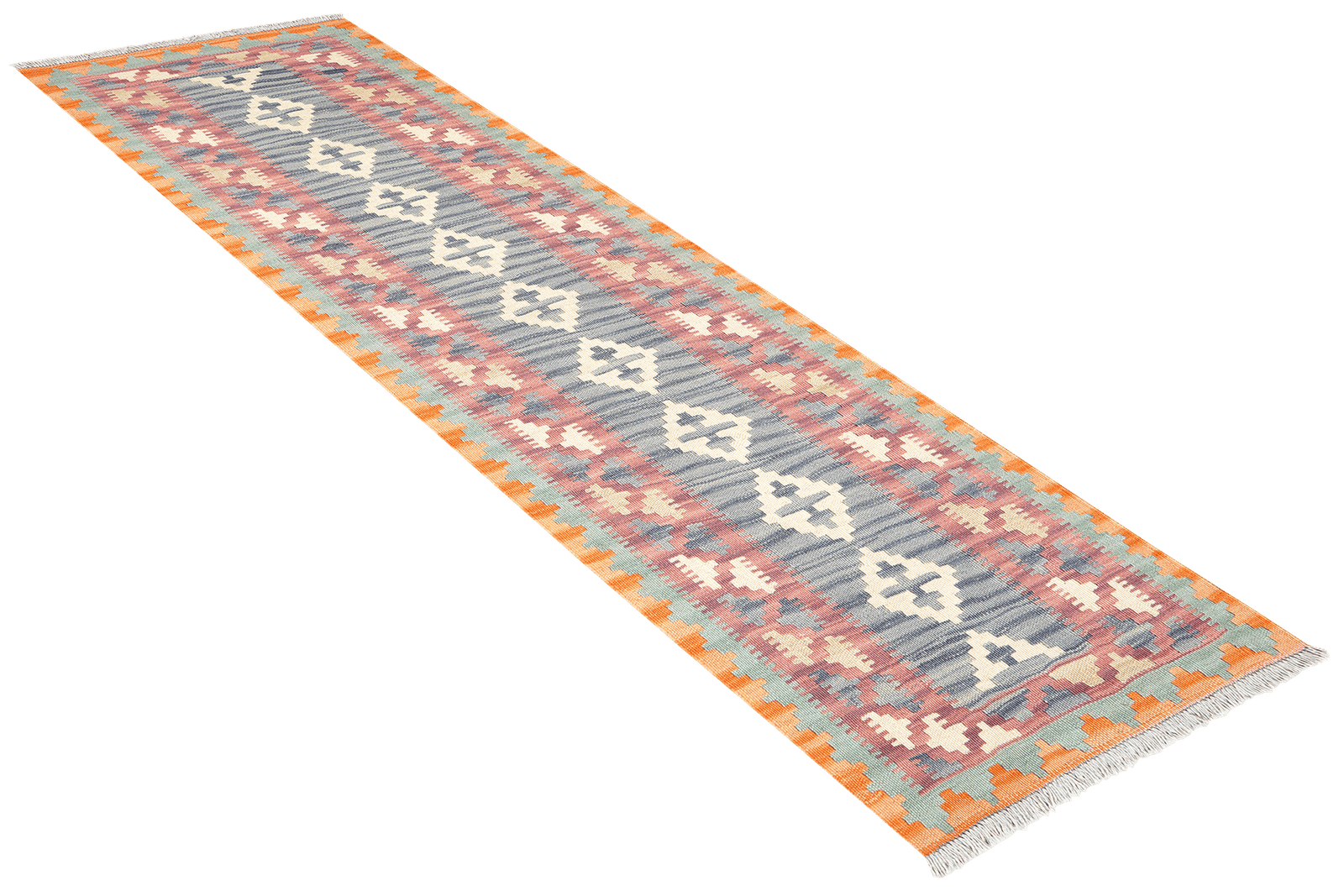 Kelim Gashgai — Handmade, 64x206 cm, Grey, 100% Virgin Wool | View 4