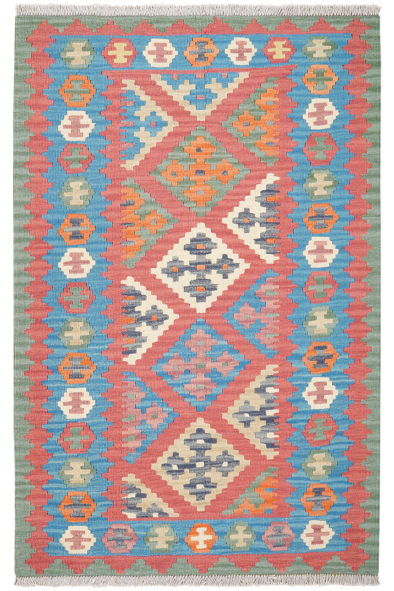 Kelim Gashgai — Handgefertigt, 155x101 cm, Blau, 100% Virgin Wool | Main view