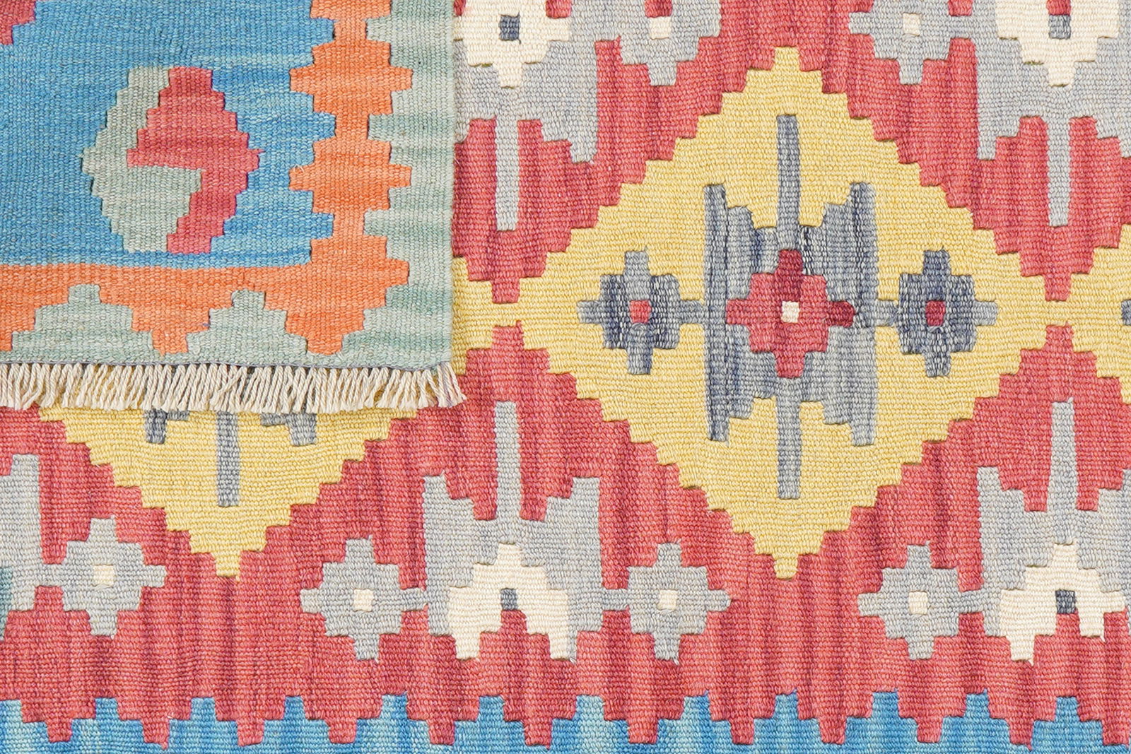 Kelim Gashgai — Handgefertigt, 148x104 cm, Blau, 100% Virgin Wool | View 7