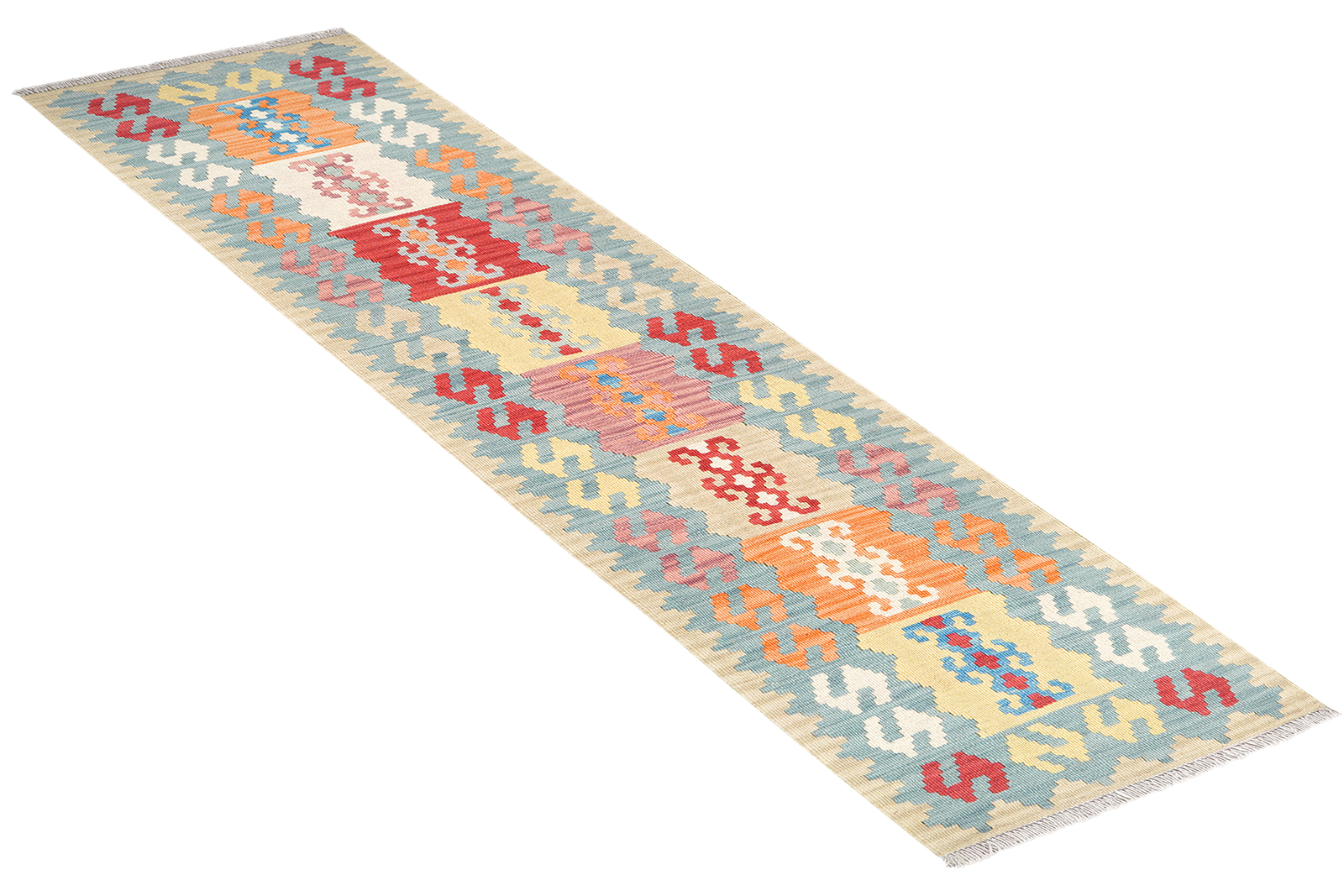 Kelim Gashgai — Handgefertigt, 249x61 cm, Blau, 100% Virgin Wool | View 5