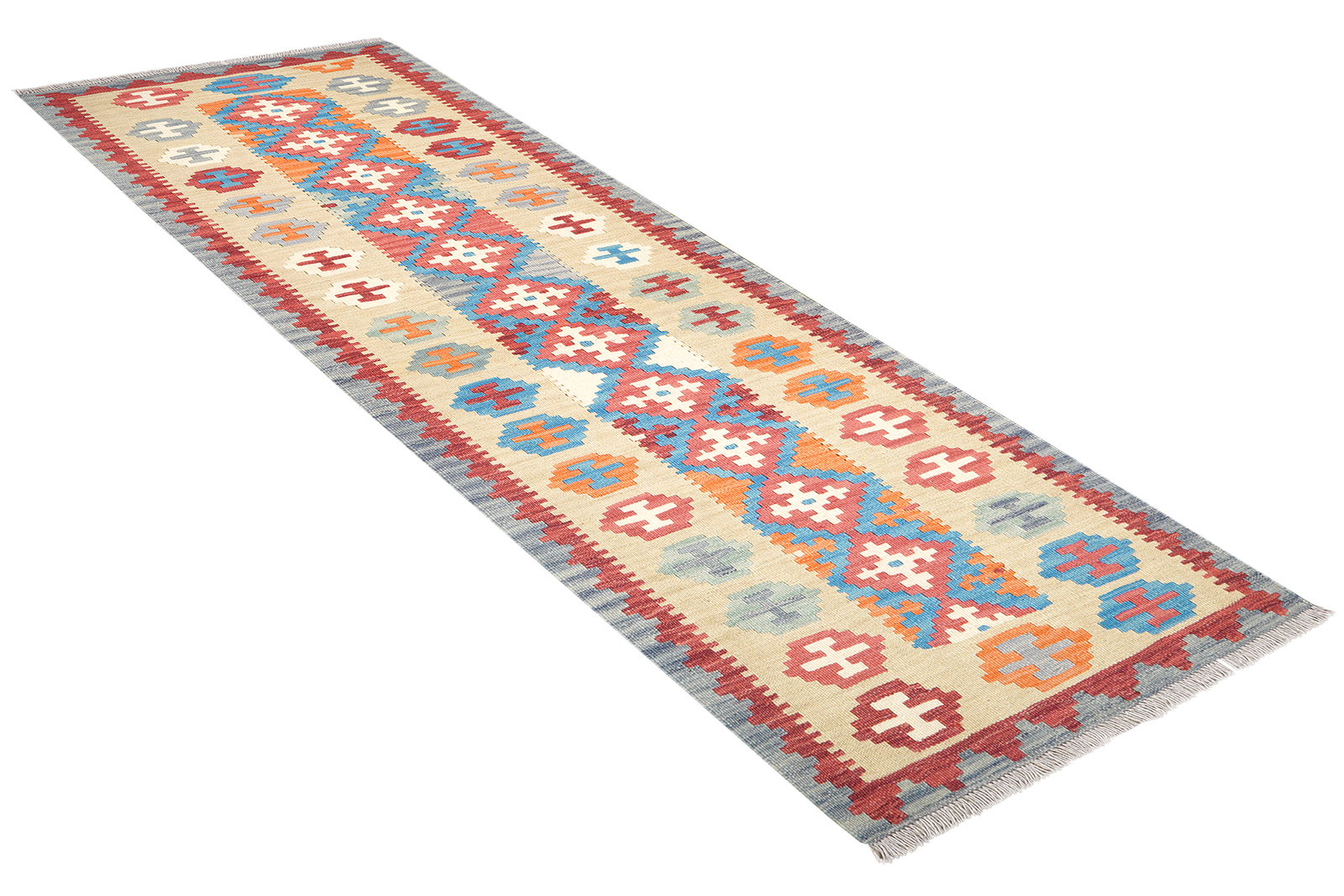 Kelim Gashgai — Handgefertigt, 240x84 cm, Beige, 100% Virgin Wool | View 5