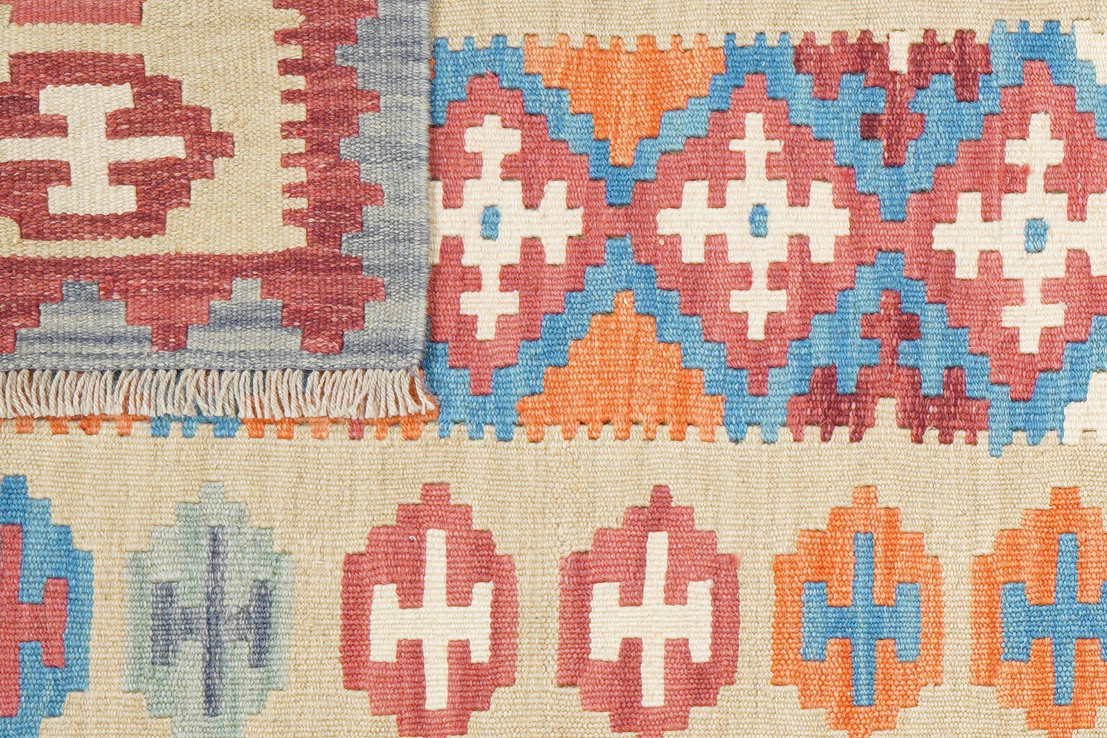 Kelim Gashgai — Handgefertigt, 240x84 cm, Beige, 100% Virgin Wool | View 7