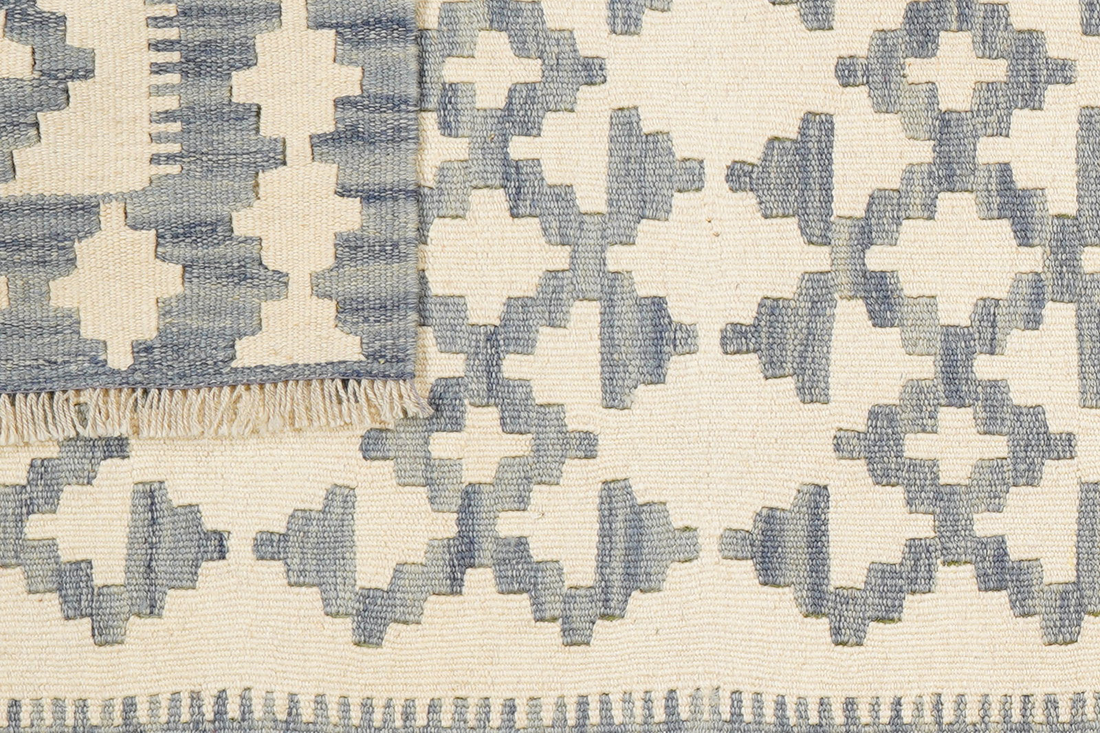 Kelim Gashgai — Handgefertigt, 257x84 cm, Grau, 100% Virgin Wool | View 7