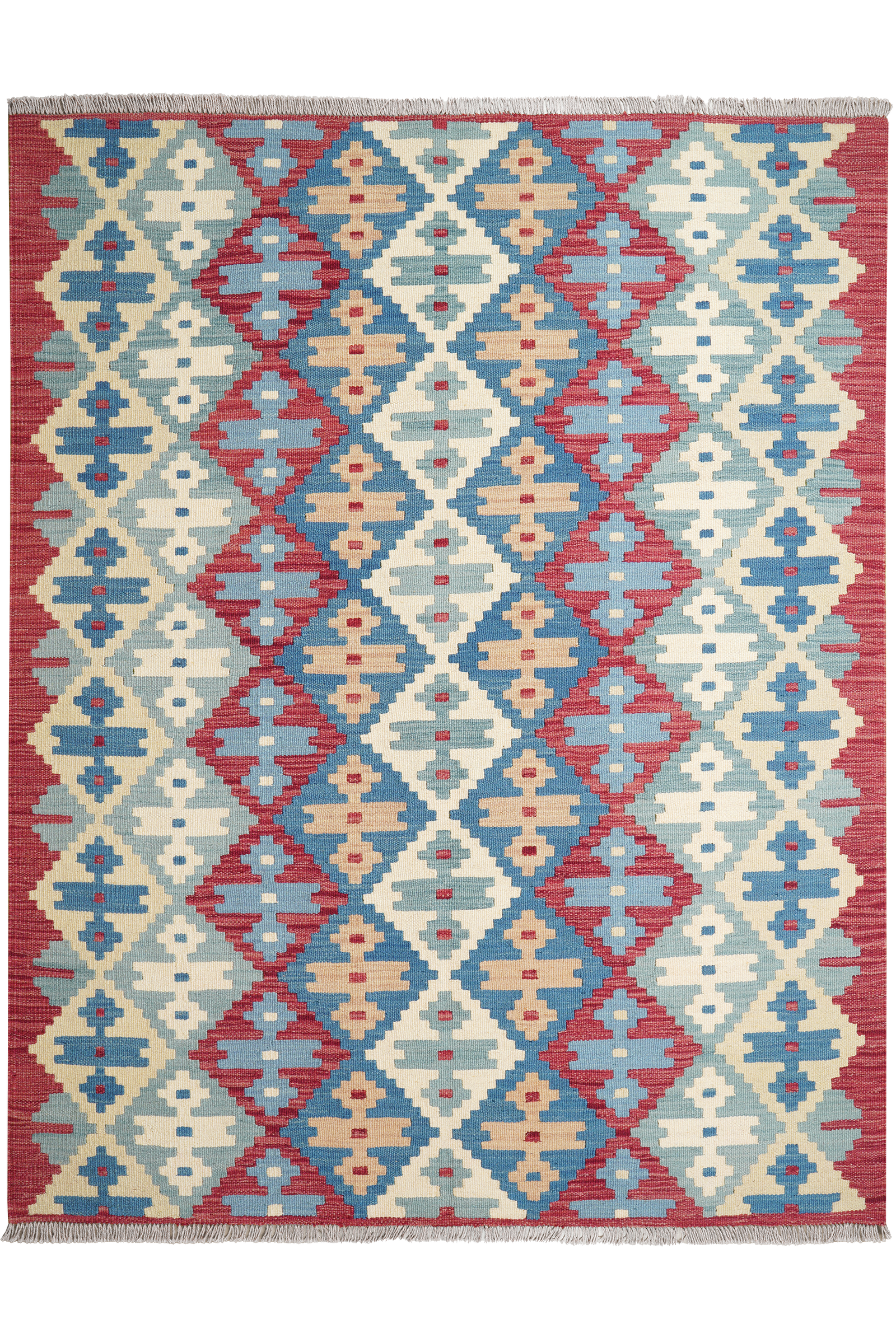 Kelim Gashgai — Handgefertigt, 197x156 cm, Rot, 100% Virgin Wool | Main view