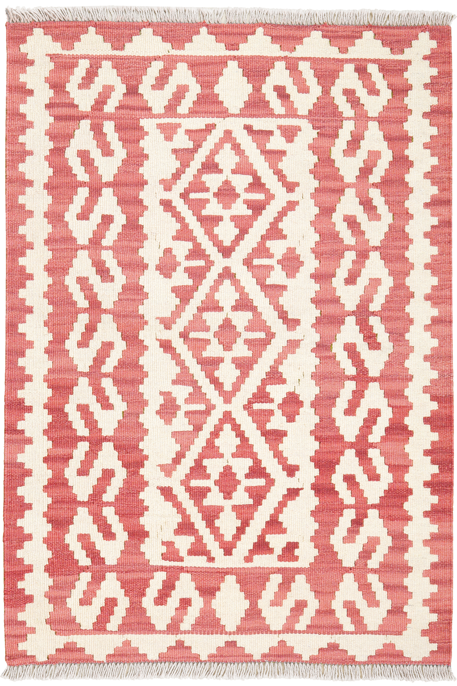 Kelim Gashgai — Handgefertigt, 124x86 cm, Beige, 100% Virgin Wool | Main view