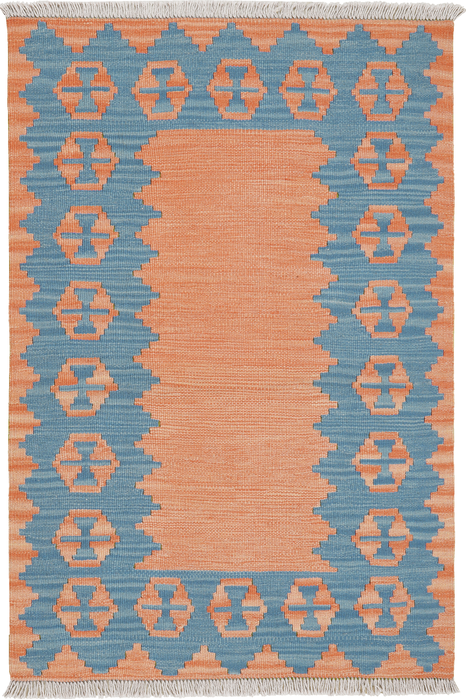 Kelim Gashgai — Handgefertigt, 126x84 cm, Blau, 100% Virgin Wool | Main view