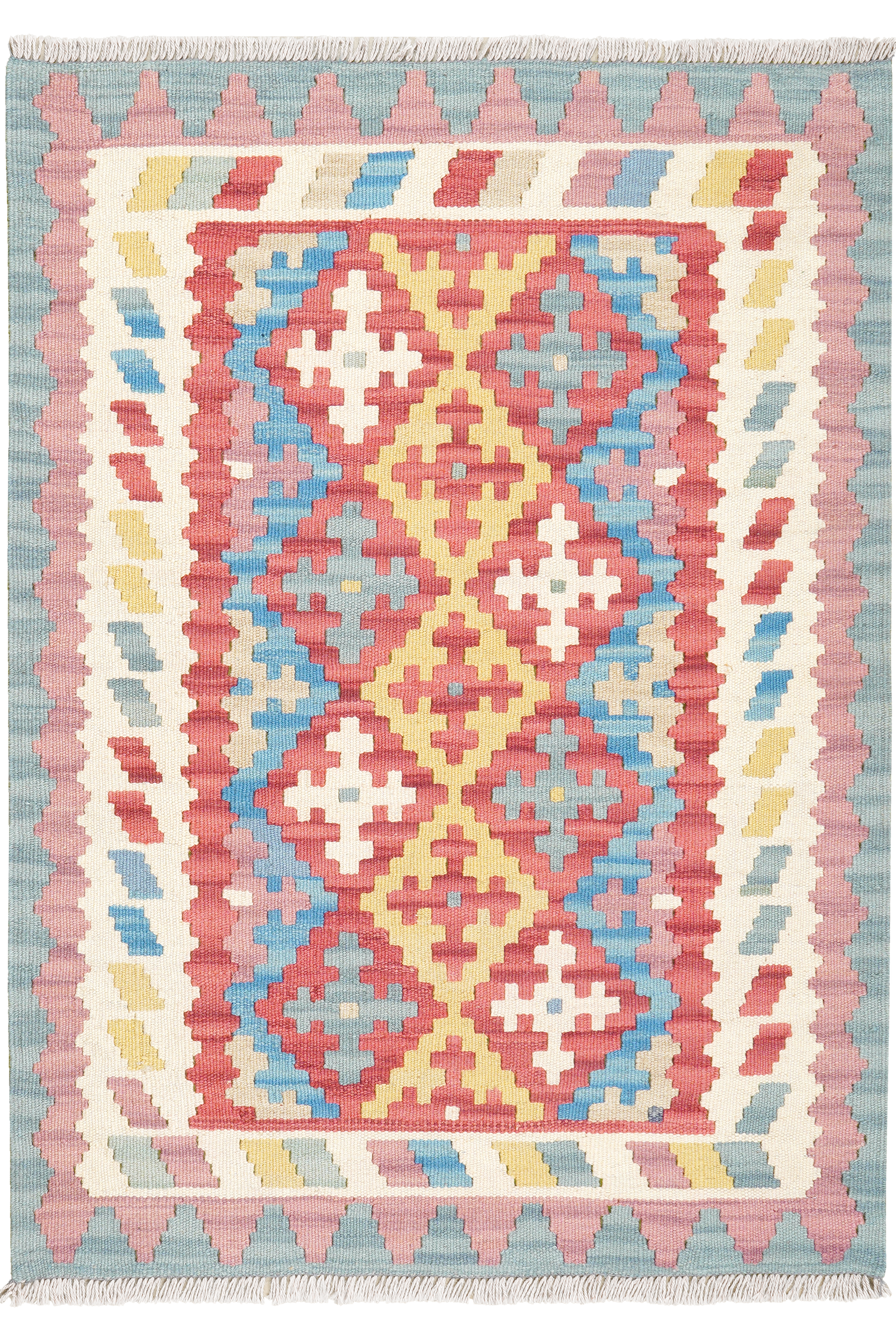 Kelim Gashgai — Handgefertigt, 119x85 cm, Beige, 100% Virgin Wool | Main view