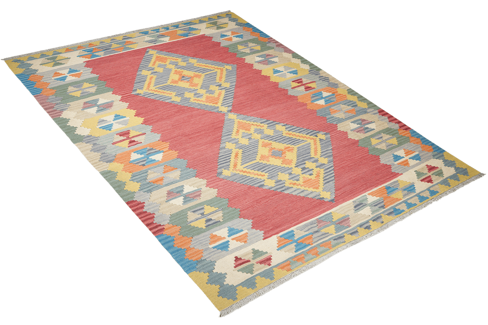 Kelim Gashgai — Handmade, 174x242 cm, Red, 100% Virgin Wool | View 4