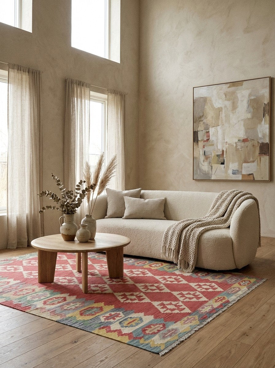 Kelim Gashgai — Handgefertigt, 238x180 cm, Bunt, 100% Virgin Wool | Detail view