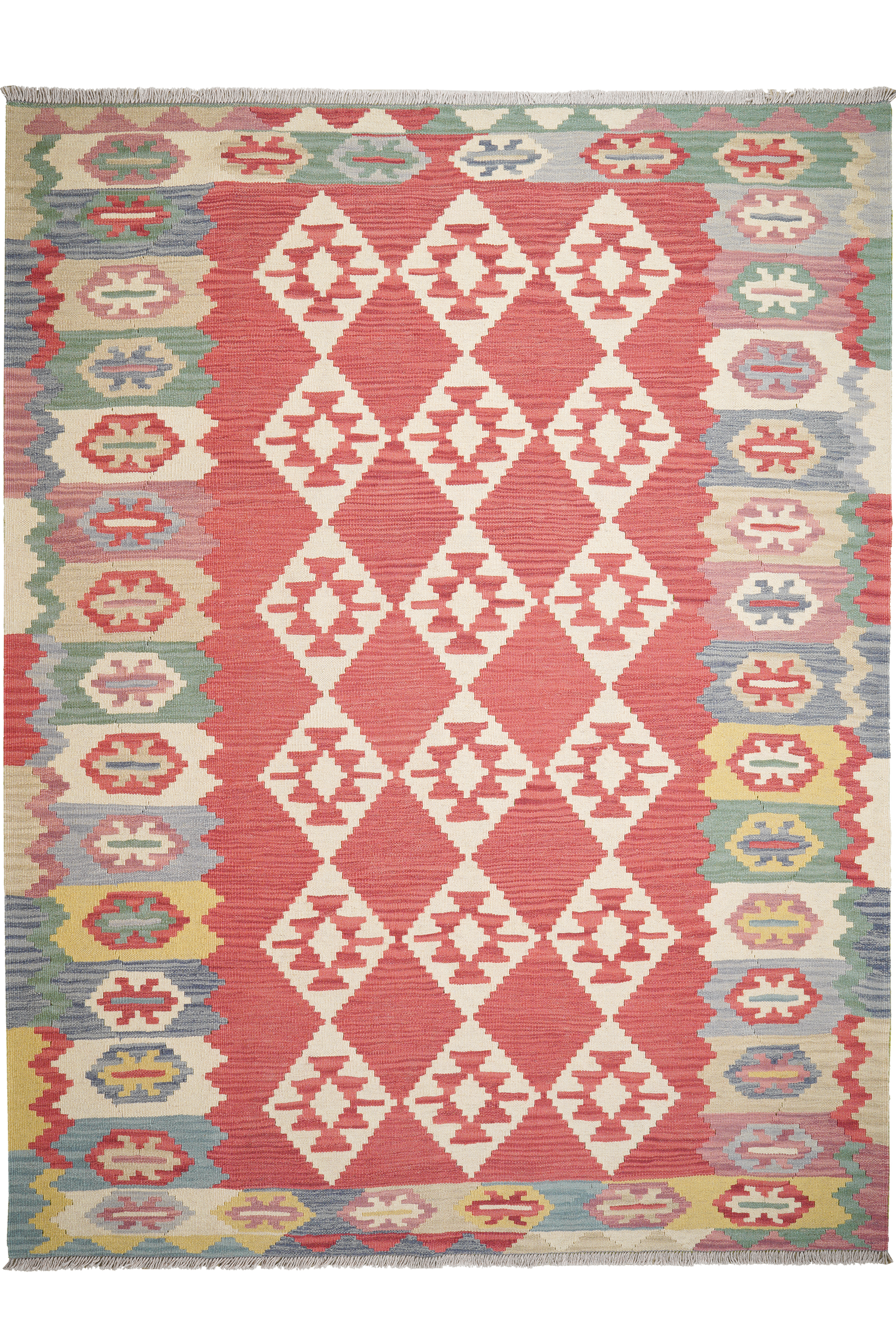 Kelim Gashgai — Handgefertigt, 238x180 cm, Bunt, 100% Virgin Wool | Main view