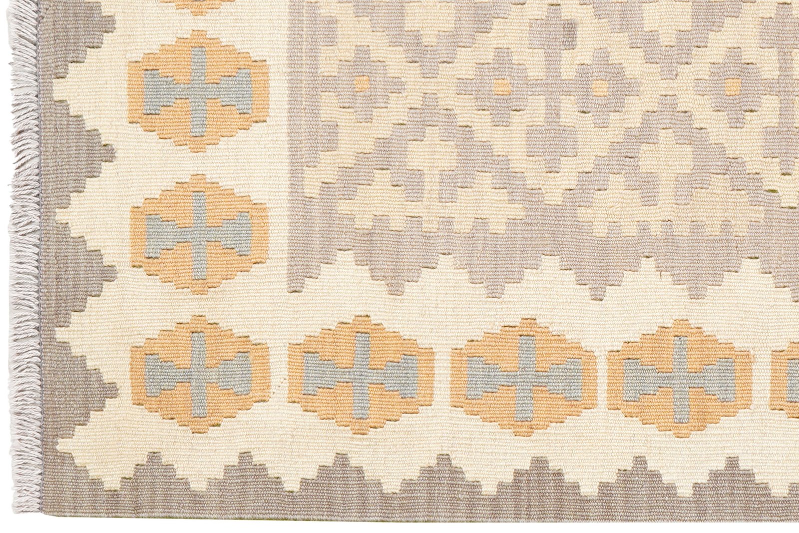 Kelim Gashgai — Handmade, 103x144 cm, Grey, 100% Virgin Wool | View 3