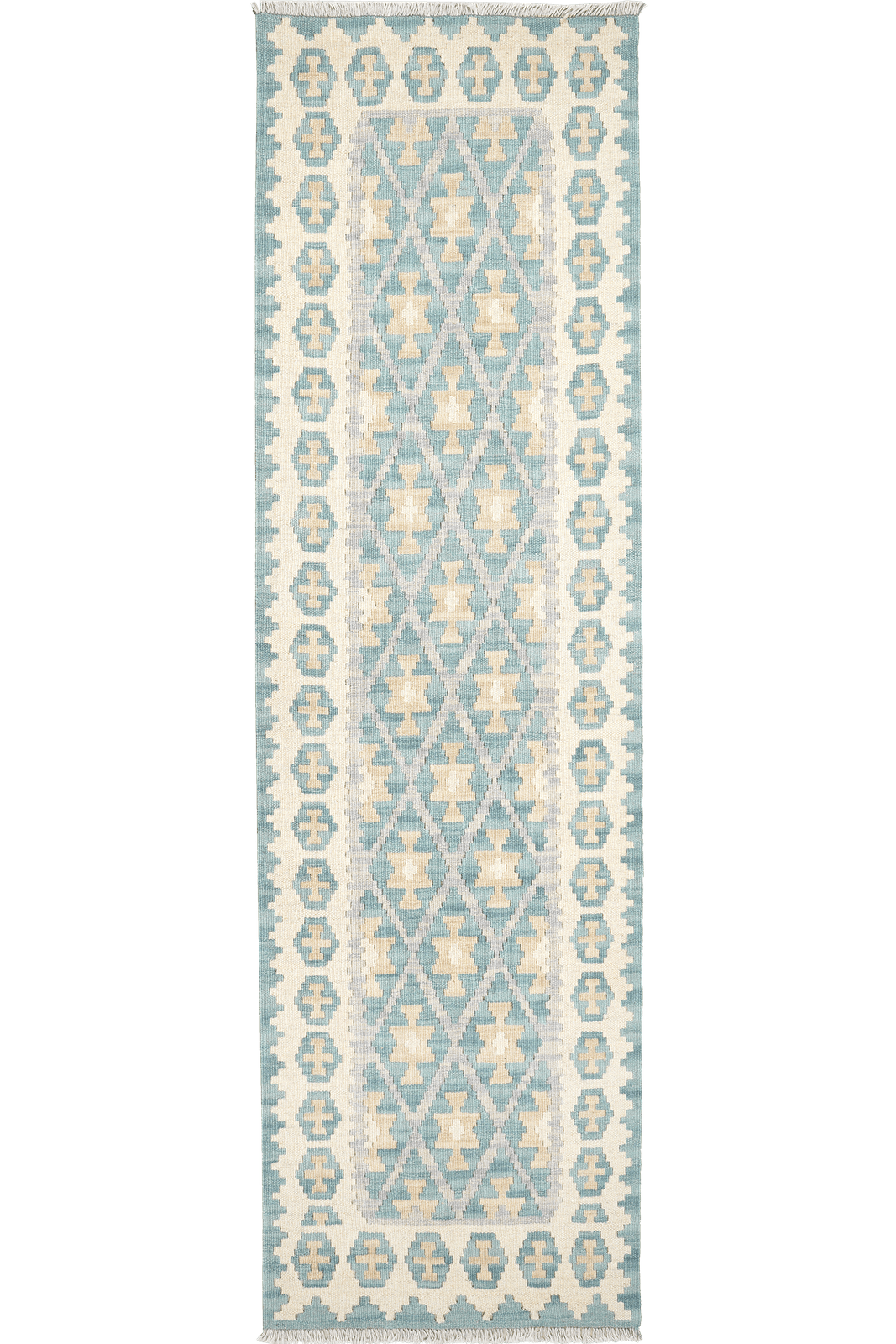 Kelim Gashgai — Handmade, 66x235 cm, Blue, 100% Virgin Wool | Main view
