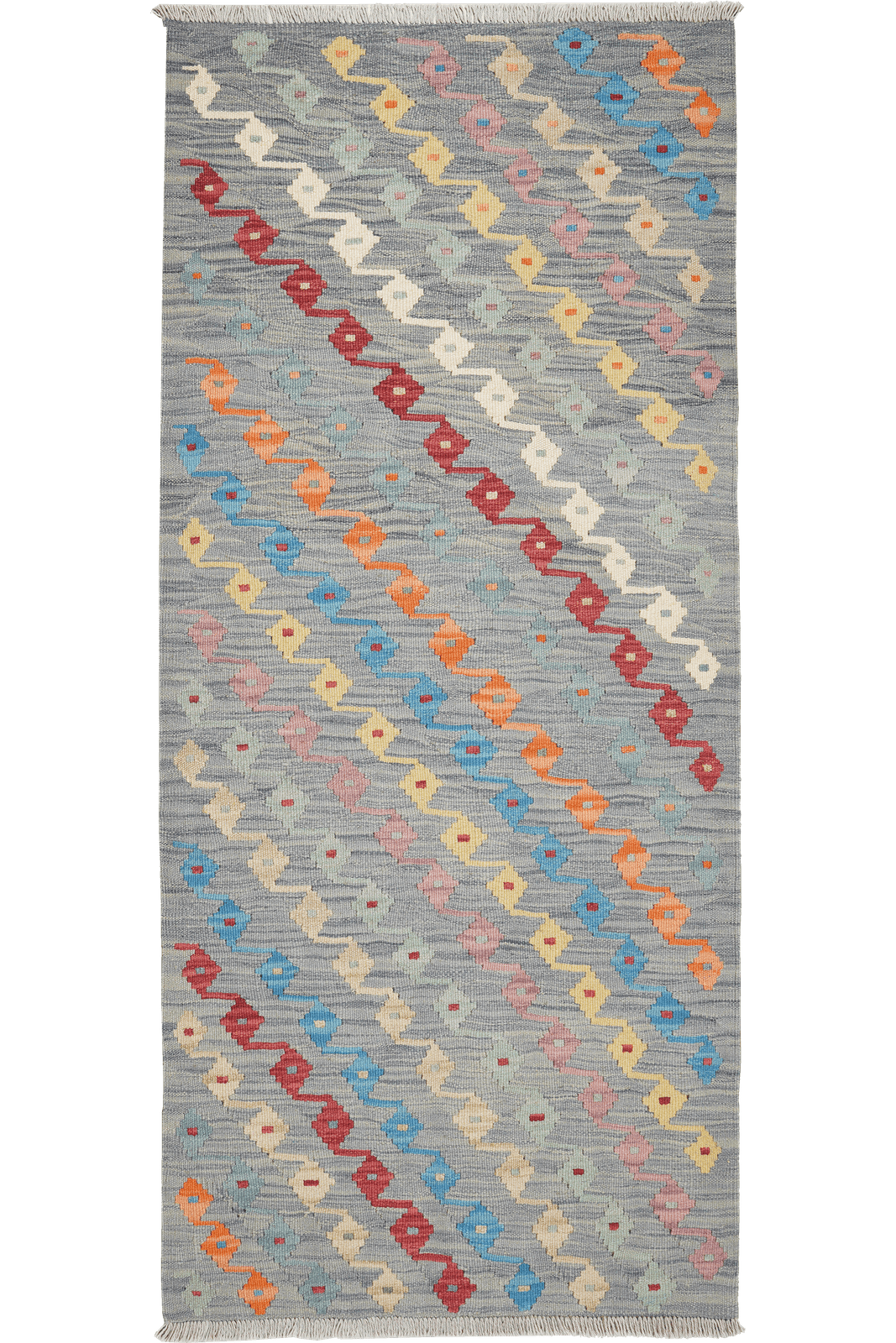 Kelim Gashgai — Handmade, 85x192 cm, Grey, 100% Virgin Wool | Main view