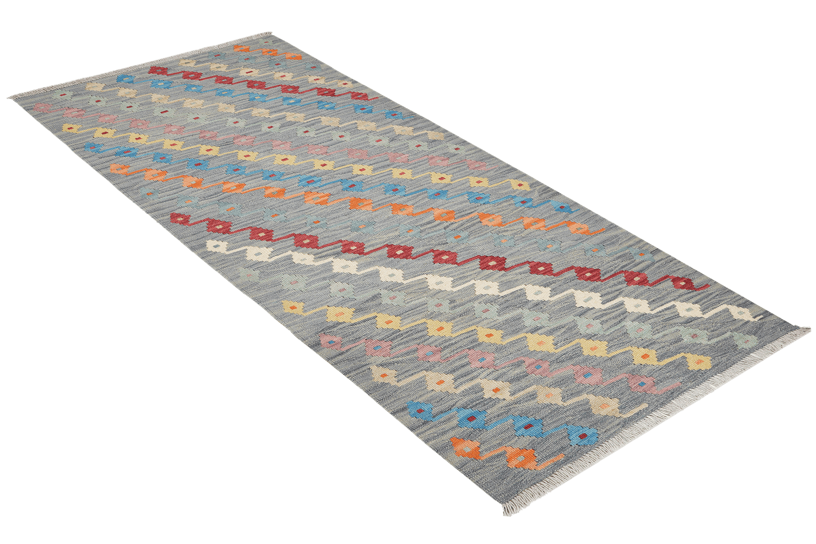 Kelim Gashgai — Handmade, 85x192 cm, Grey, 100% Virgin Wool | View 4