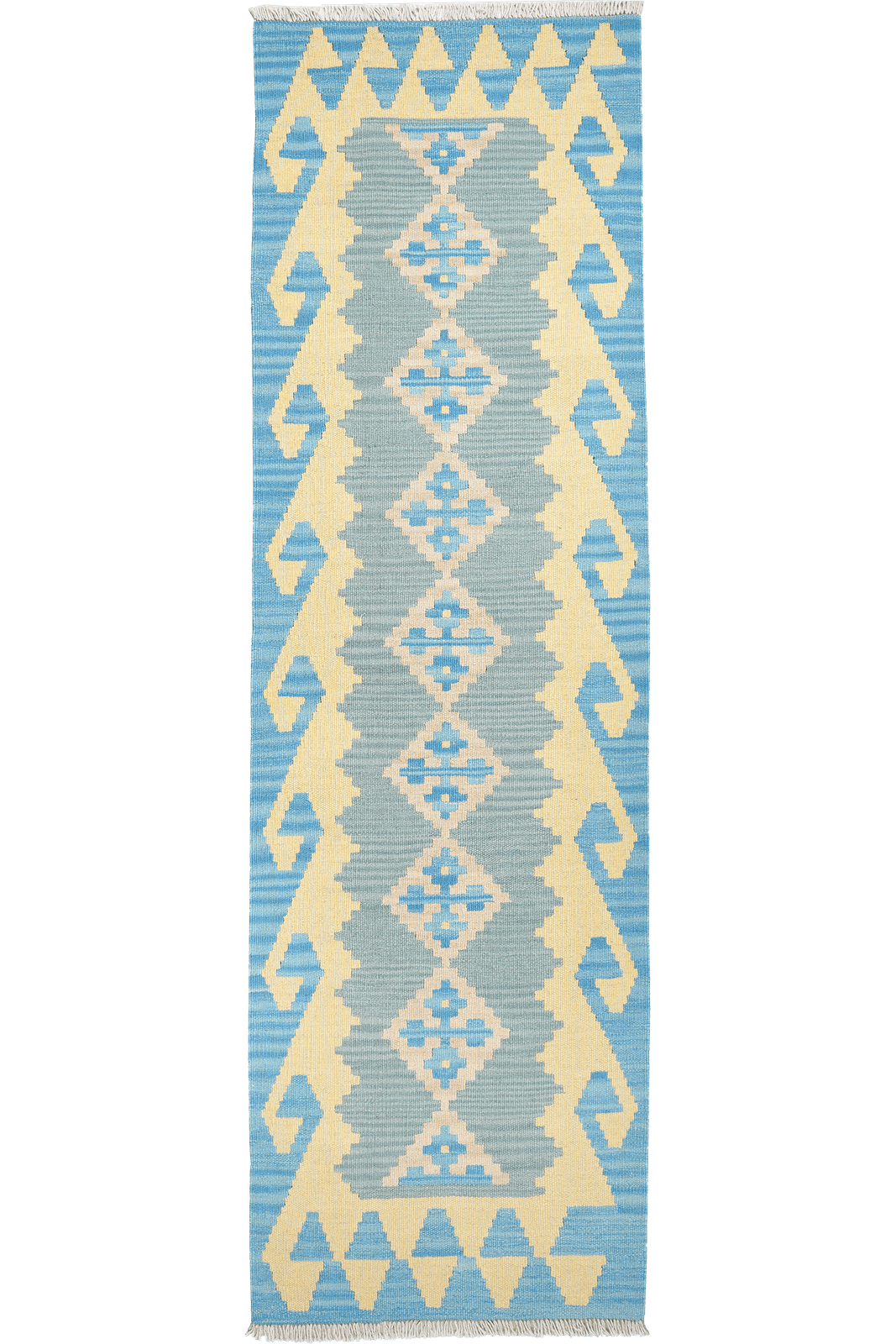 Kelim Gashgai — Handmade, 65x236 cm, Blue, 100% Virgin Wool | Main view
