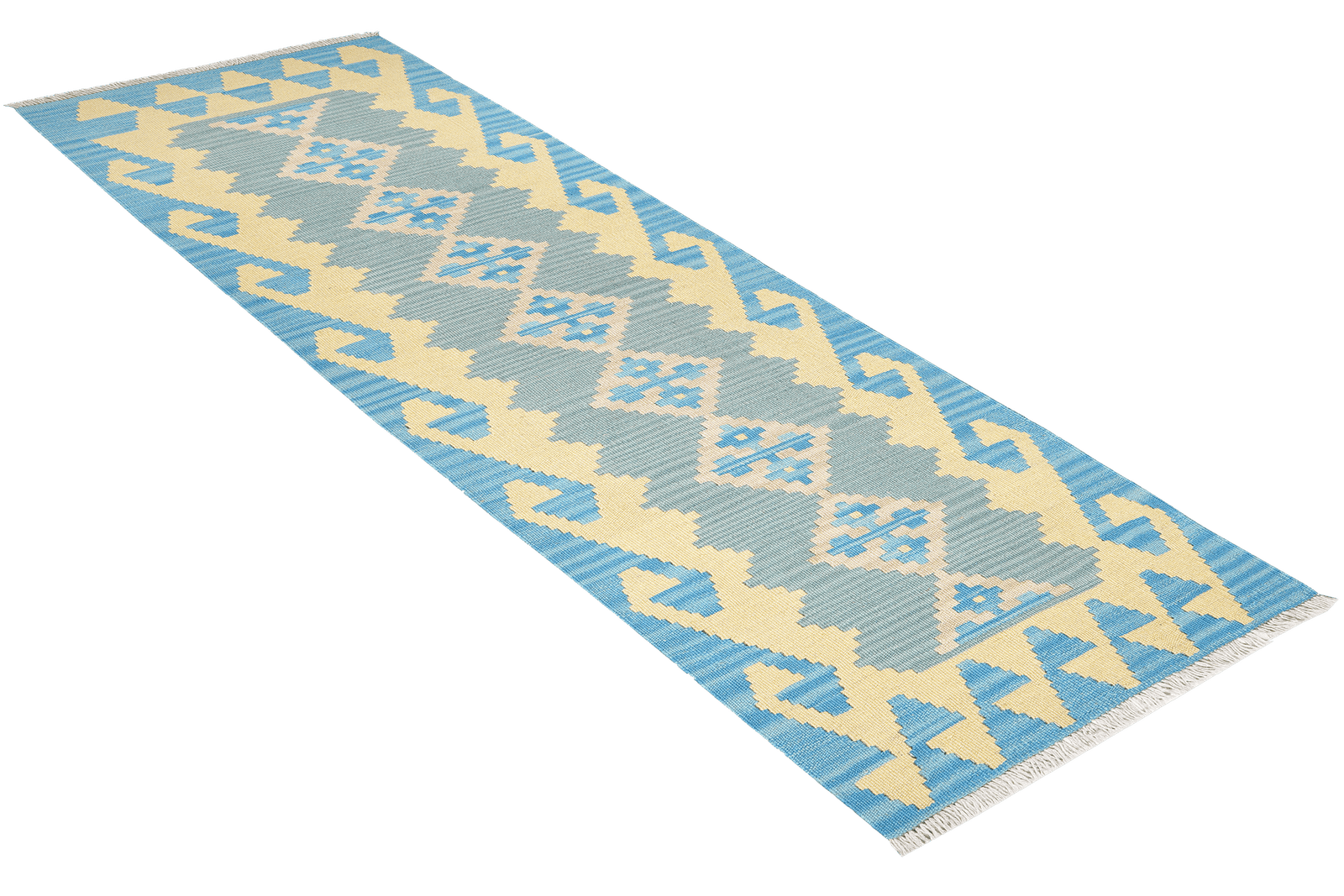 Kelim Gashgai — Handmade, 65x236 cm, Blue, 100% Virgin Wool | View 4