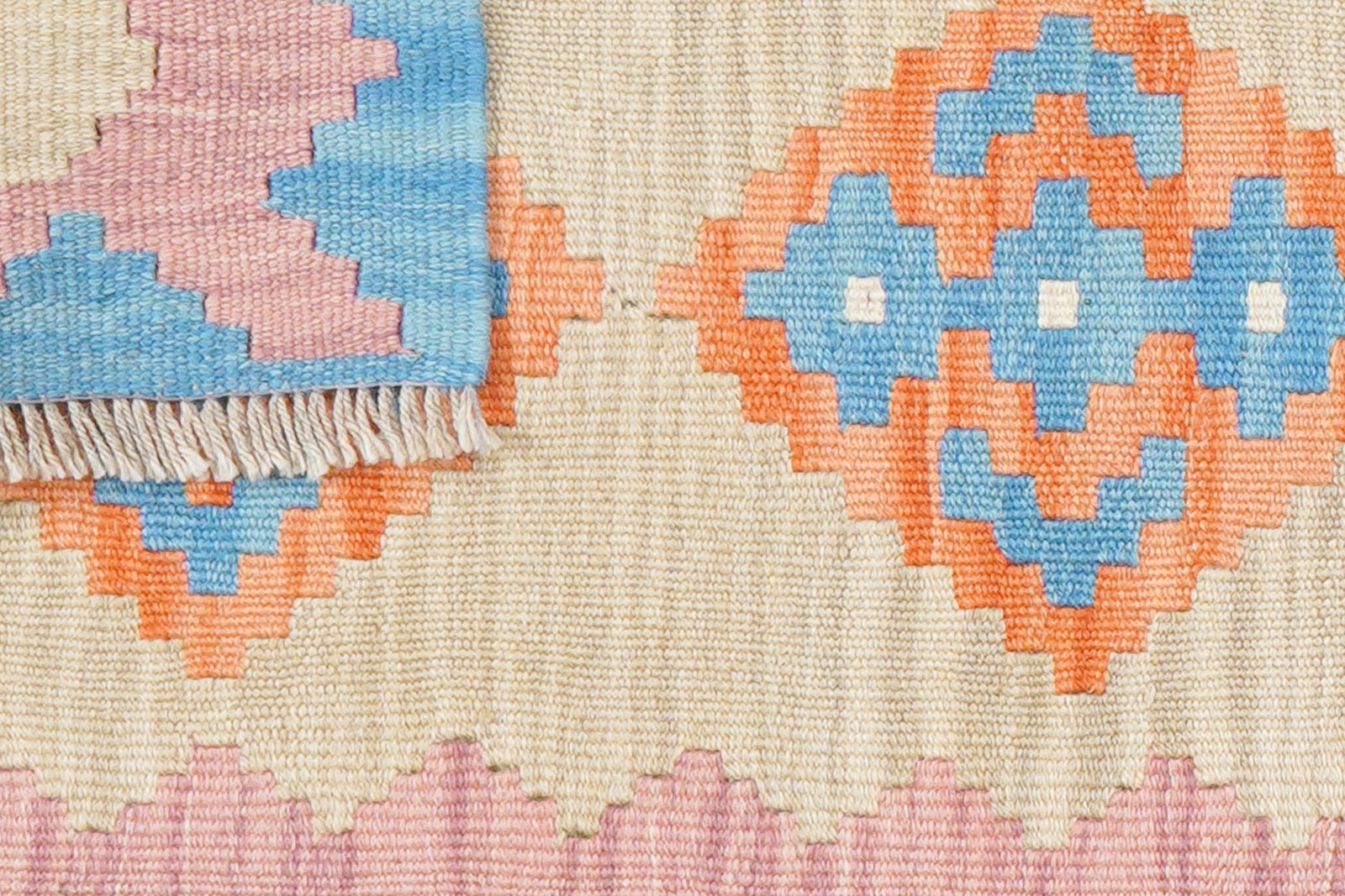 Kelim Gashgai — Handmade, 57x190 cm, Beige, 100% Virgin Wool | View 6