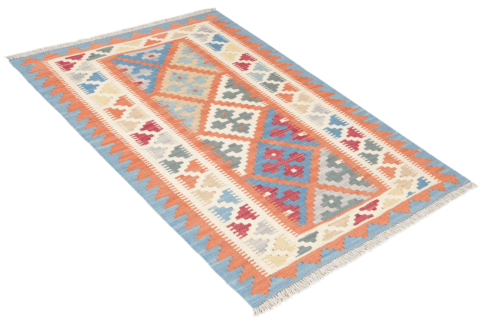 Kelim Gashgai — Handmade, 82x119 cm, Orange, 100% Virgin Wool | View 4