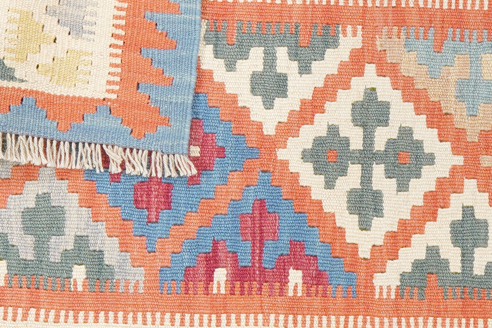 Kelim Gashgai — Handmade, 82x119 cm, Orange, 100% Virgin Wool | View 6