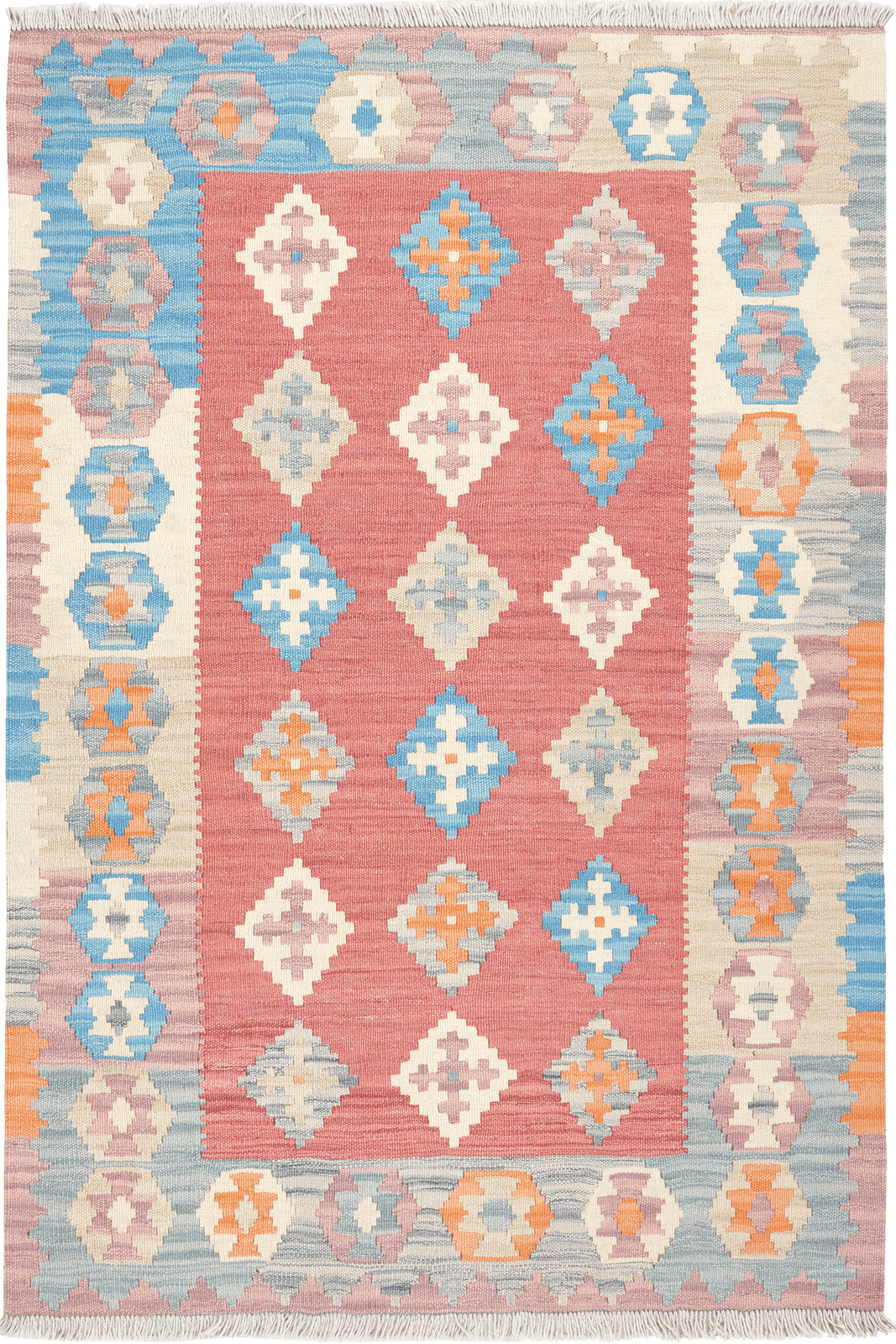 Kelim Gashgai — Handmade, 104x153 cm, Red, 100% Virgin Wool | Main view