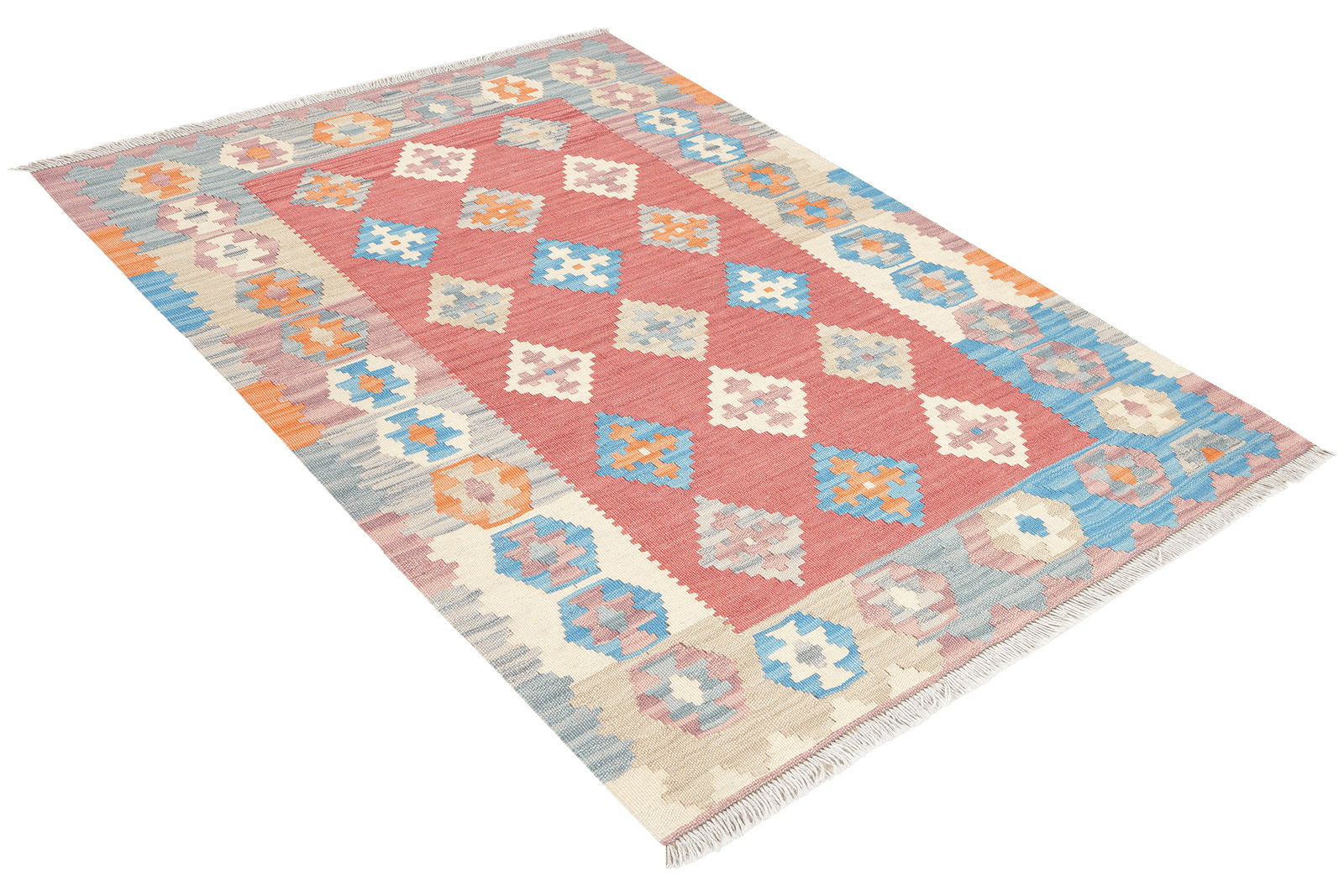 Kelim Gashgai — Handmade, 104x153 cm, Red, 100% Virgin Wool | View 4