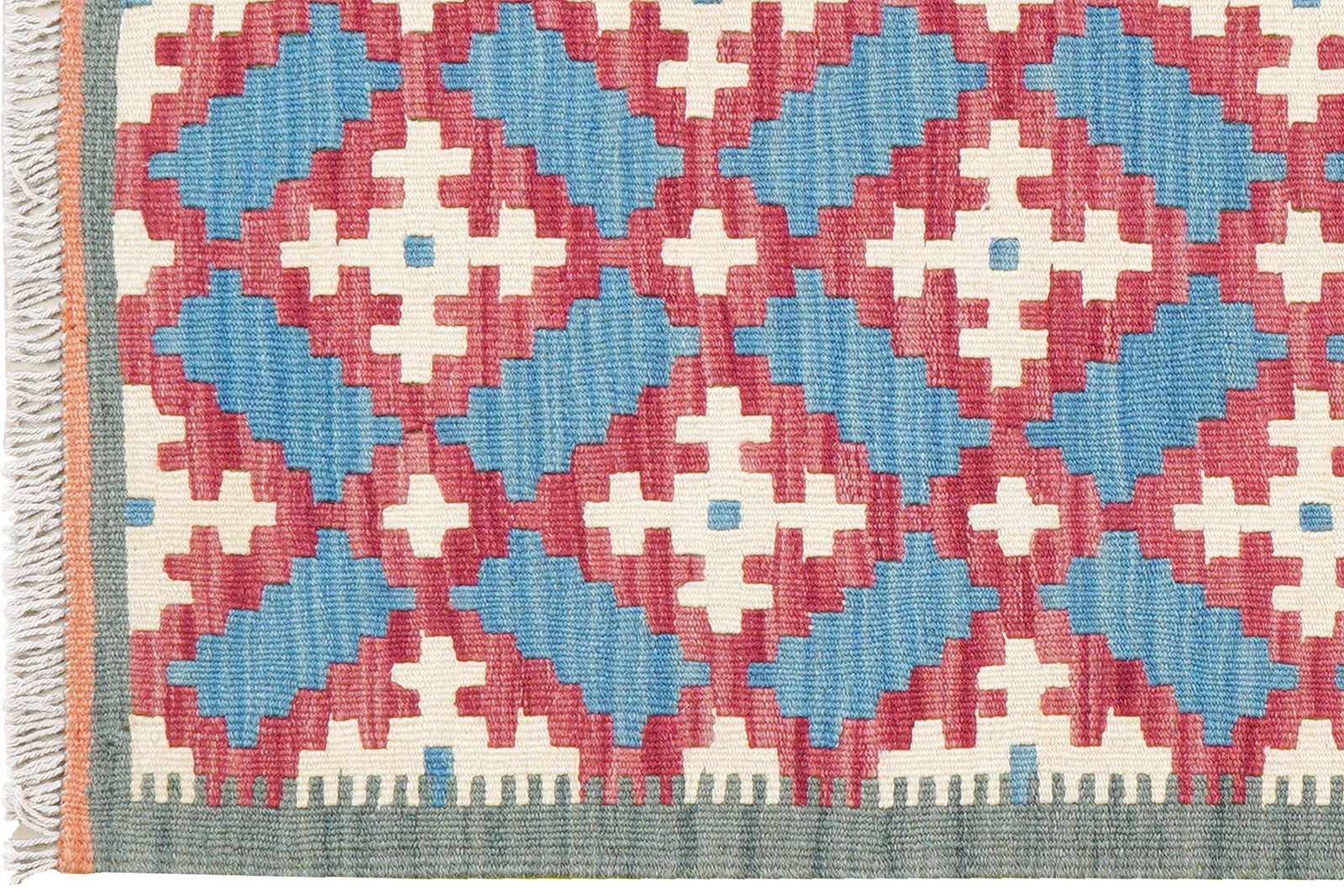 Kelim Gashgai — Handgefertigt, 128x85 cm, Grün, 100% Virgin Wool | View 4